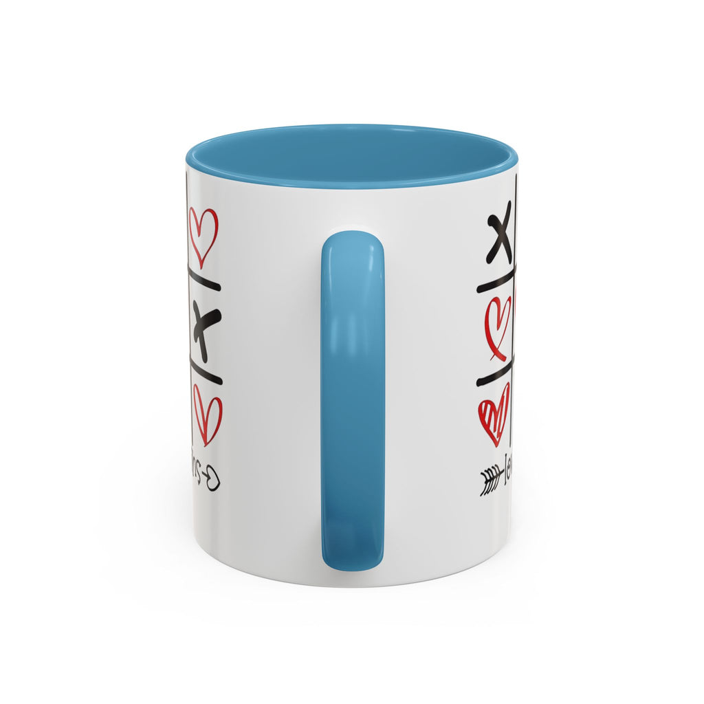 Love Wins Tic-Tac-Toe Heart Accent Coffee Mug — Romantic Valentine 11/15oz
