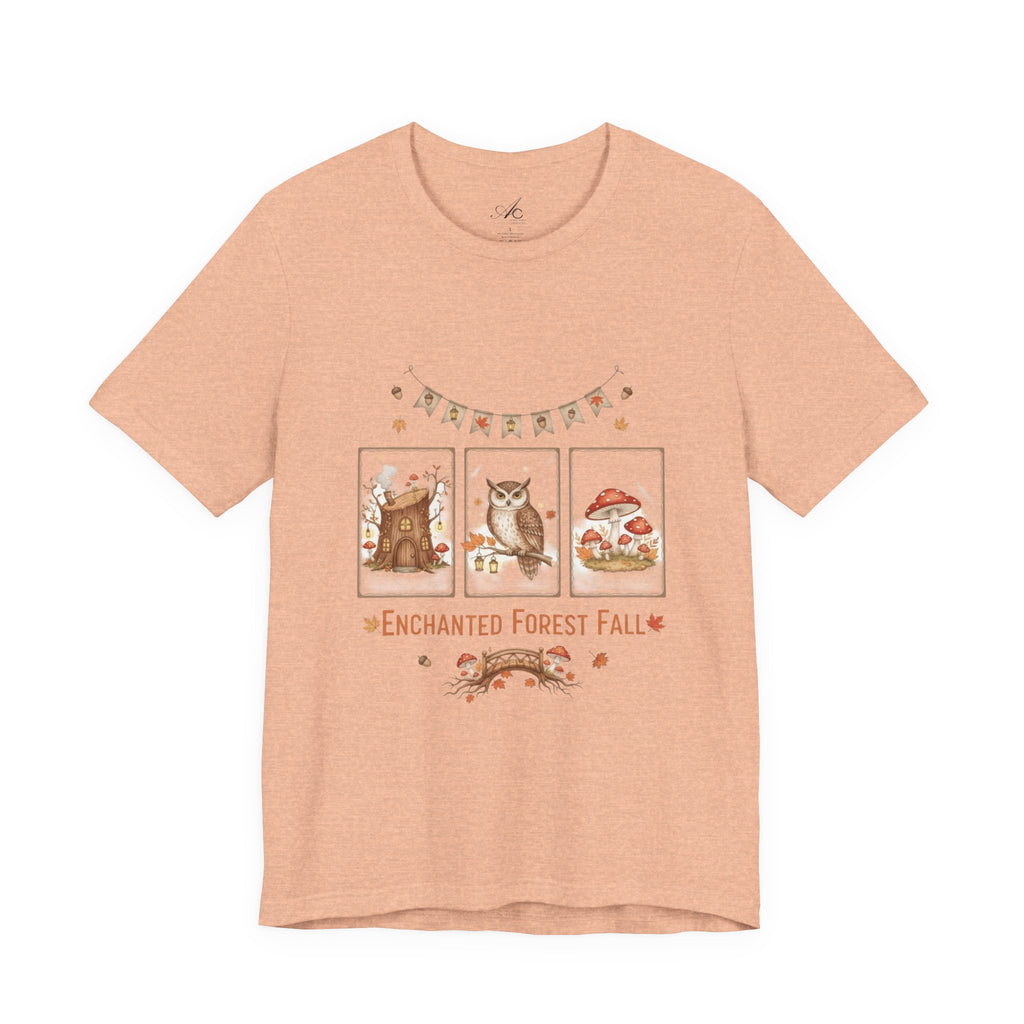 Enchanted Forest Fall Tee, Cute Owl Shirt, Autumn Graphic Tee, Nature Lover Gift, Cozy Fall Apparel, Wildlife T-Shirt, Unisex Fall Top