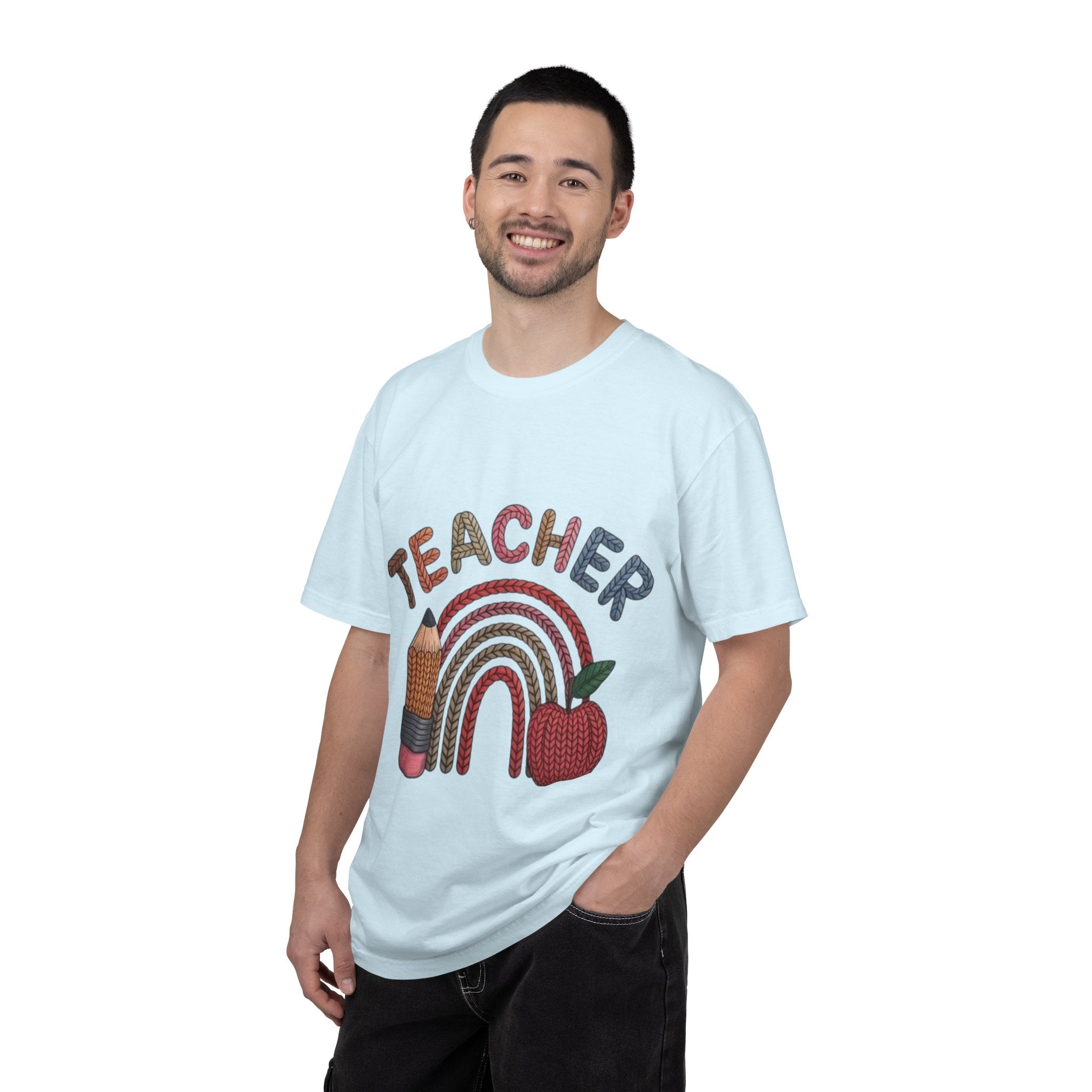 Teacher Rainbow Pencil & Apple T-Shirt — Back-to-School Gift for Educators