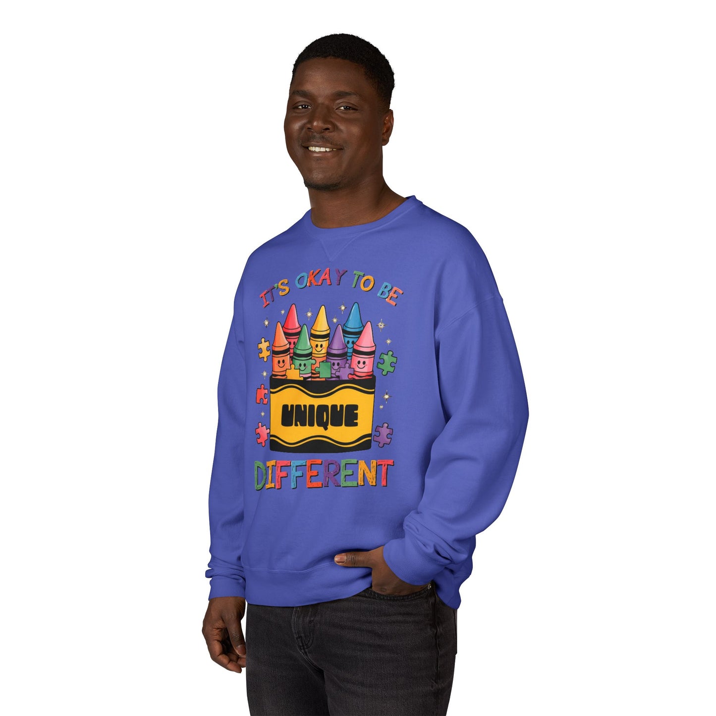 Autism Awareness & Pride Collection Unique & Different Crewneck Sweatshirt - Unisex ComfortWash®