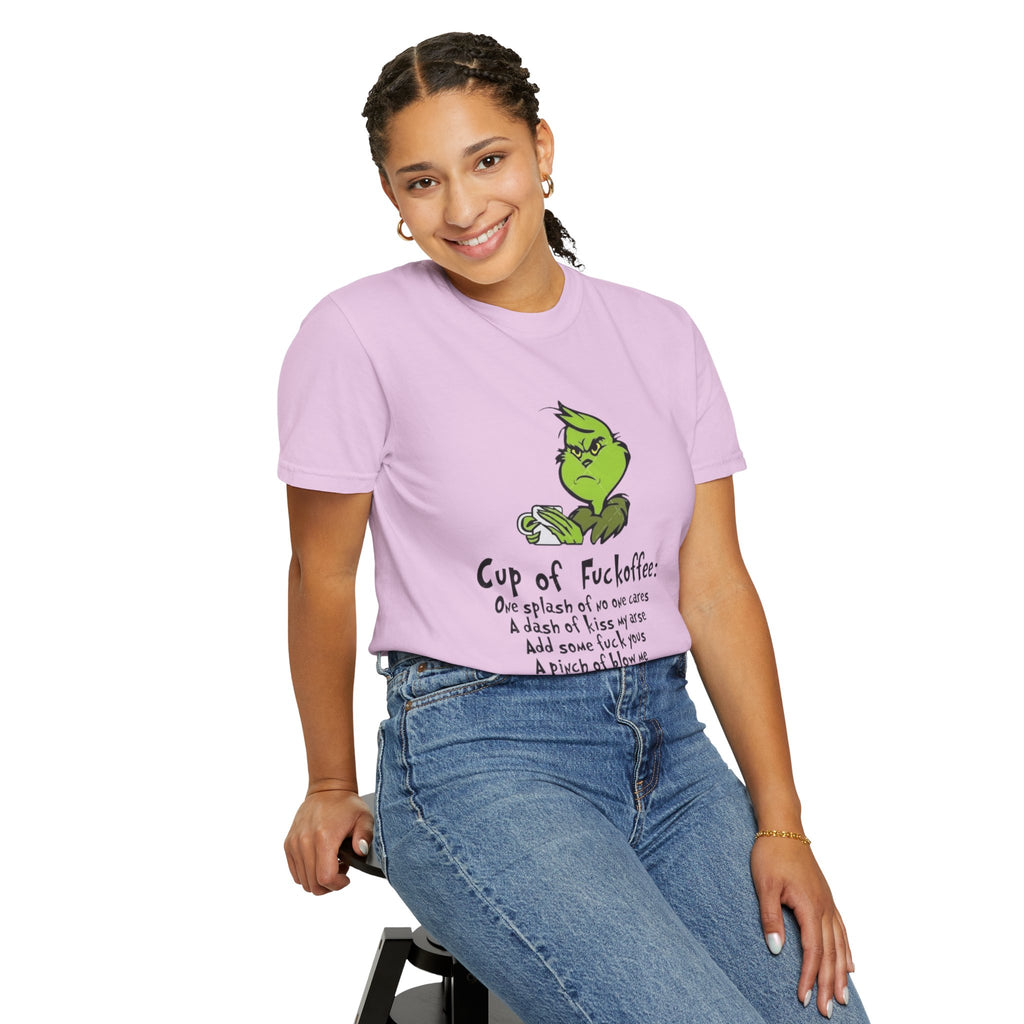 Holiday Graphic Tees  Cozy Festive Wear Funny Grinch-Inspired Unisex T-Shirt Cup of Fuckoffee