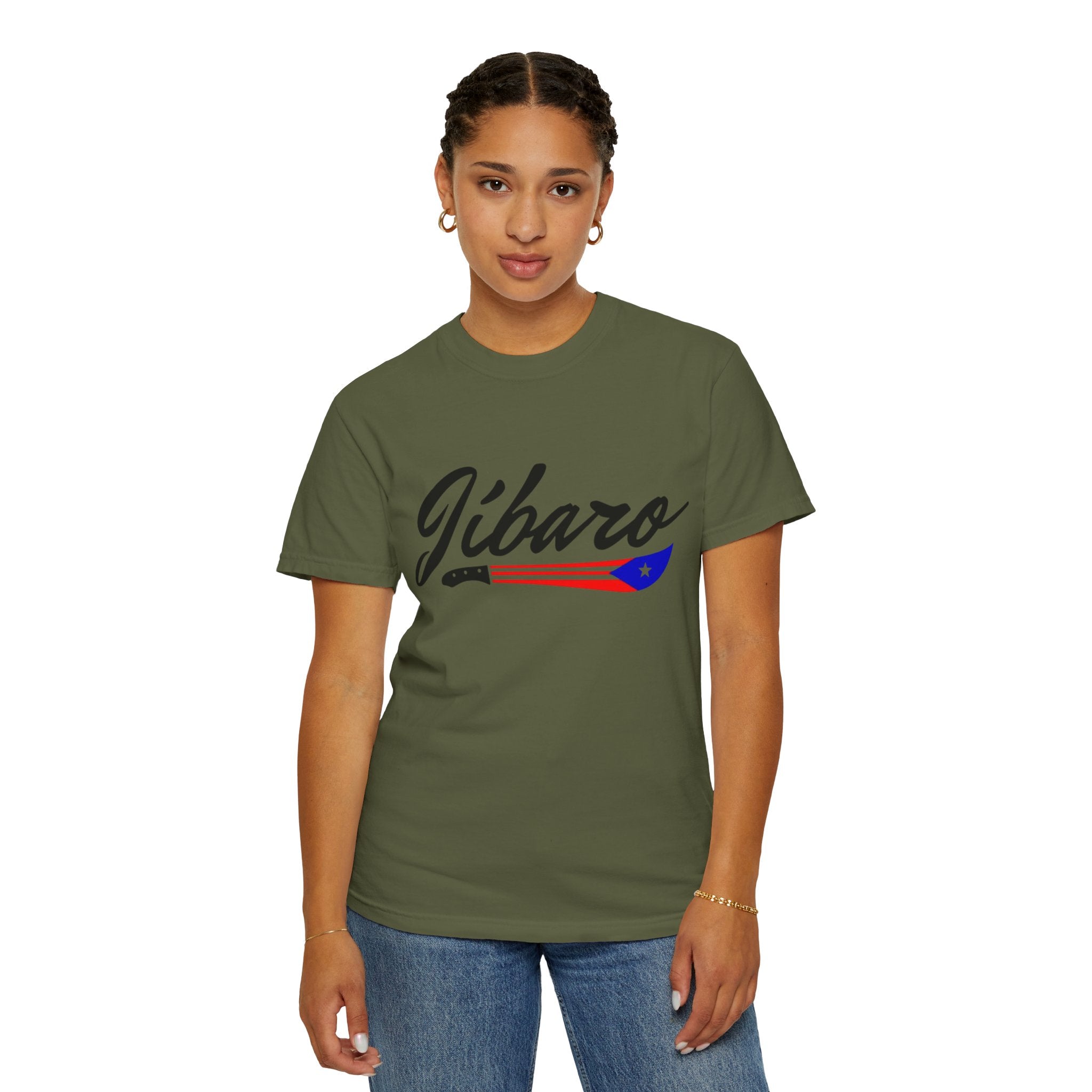 T-Shirt  "Jíbaro" Puerto Rican Heritage Tee (Back Machete  Sombrero de Paja Design) Puerto Rico’s Navidades