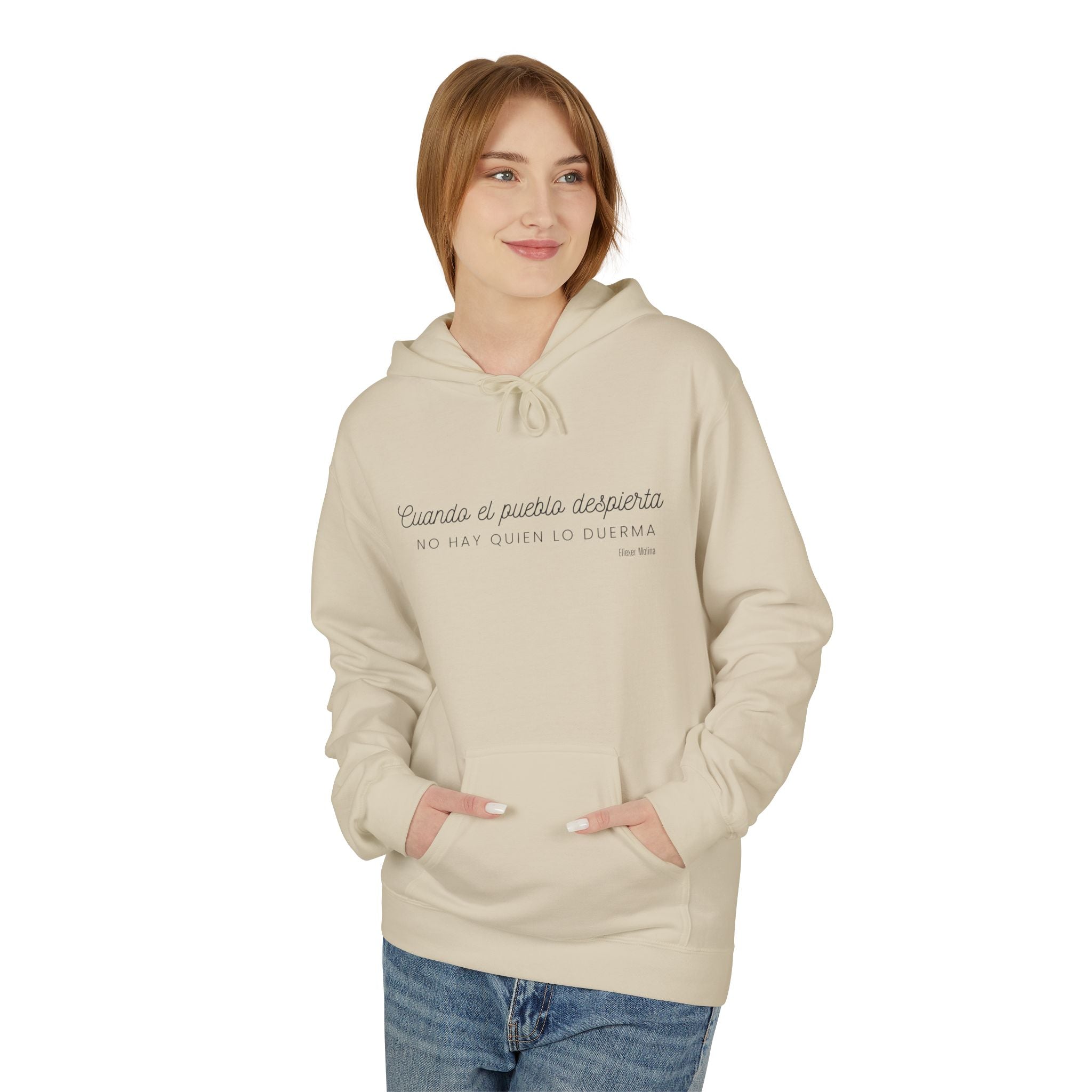 White Hoodie - "Caminas a pa'la desporta" Minimal Script Pullover