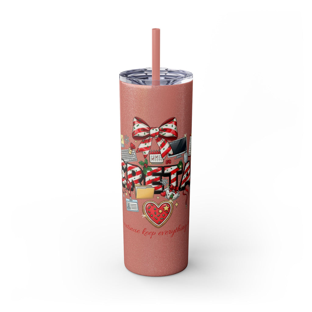 Christmas mug for the office team who keeps everything running smoothly. Candy Cane Christmas Office Secret Santa Design, 20oz with Straw