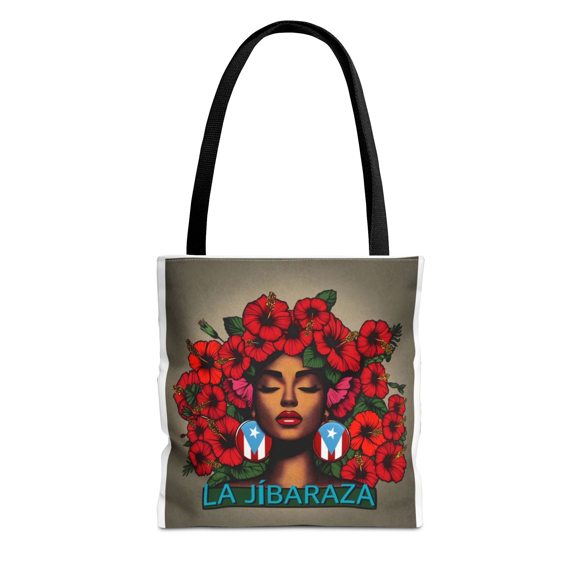 La Jíbara Tote Bag — Puerto Rican Floral Portrait Canvas Tote Puerto Rico Christmas Tote