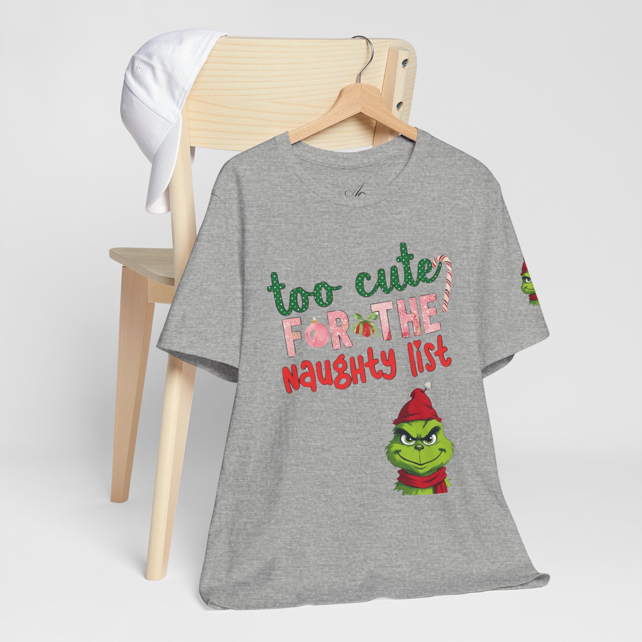 Christmas T-Shirts and Sweatshirts Collection Cute Grinch Holiday Tee 'Too Cute for the Naughty List' Unisex Jersey T-Shirt