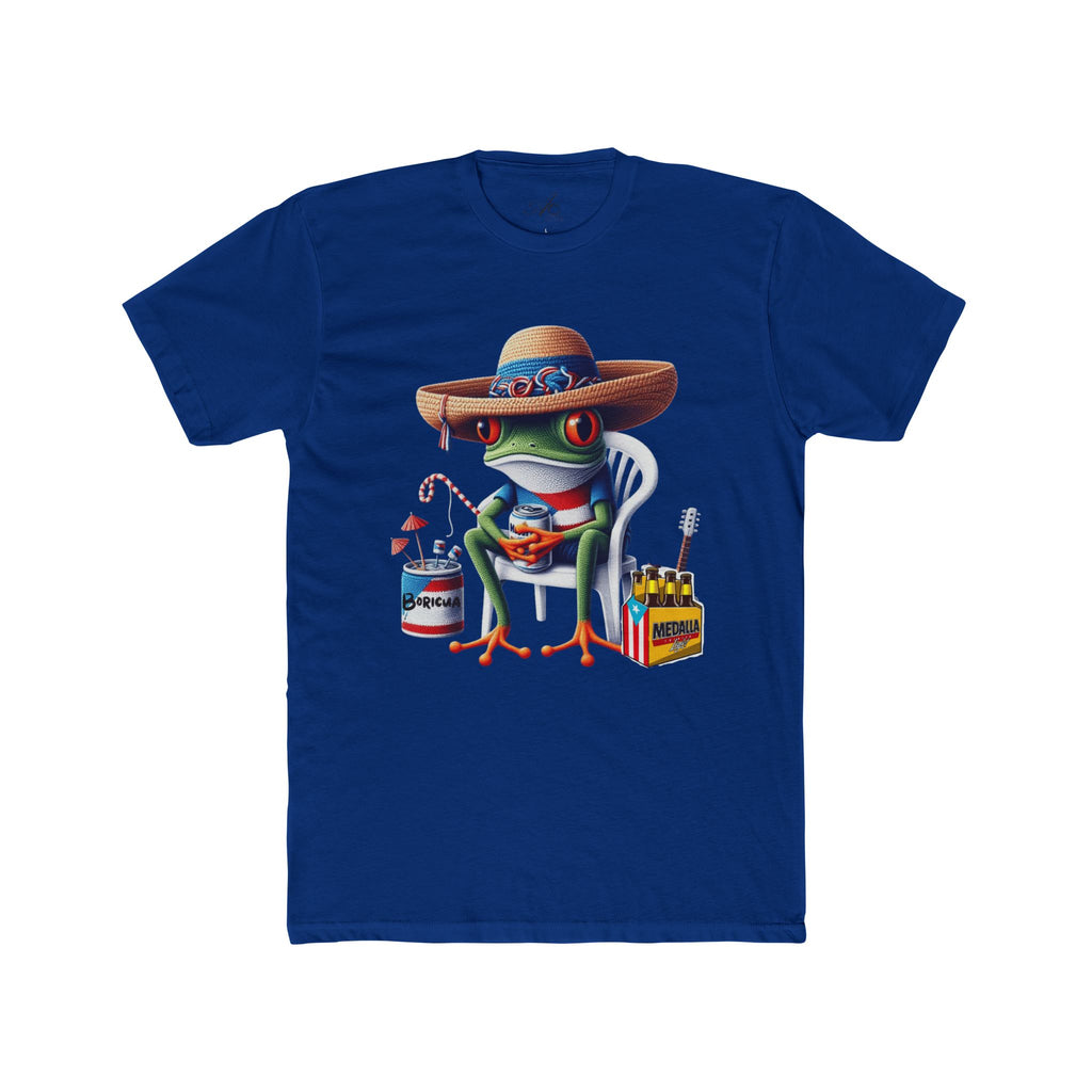 Puerto Rico’s Navidades Coqui Frog Fishing Tee  Cute Cartoon Frog Angler Graphic T‑Shirt