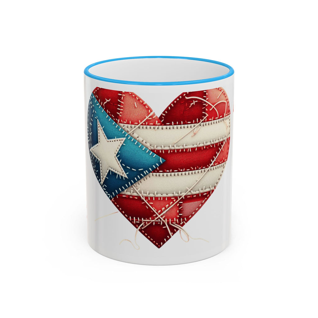 Puerto Rico Flag Heart Accent Rim Mug — Patriotic Coffee Cup (11oz/15oz)