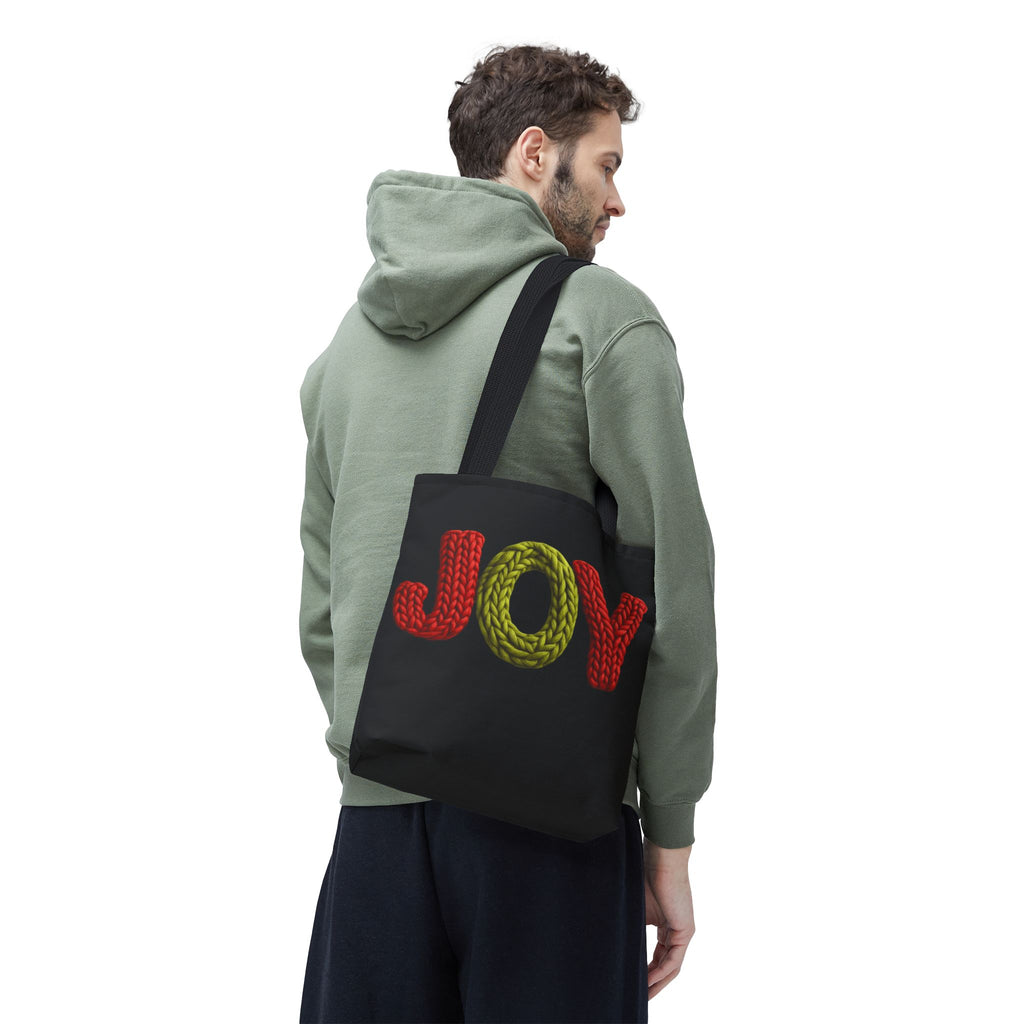 Christmas Tote Bag  Festive Holiday DesigJoy Knit Tote Bag  Colorful 'JOY' Yarn Design, Cozy Holiday Gift Tote