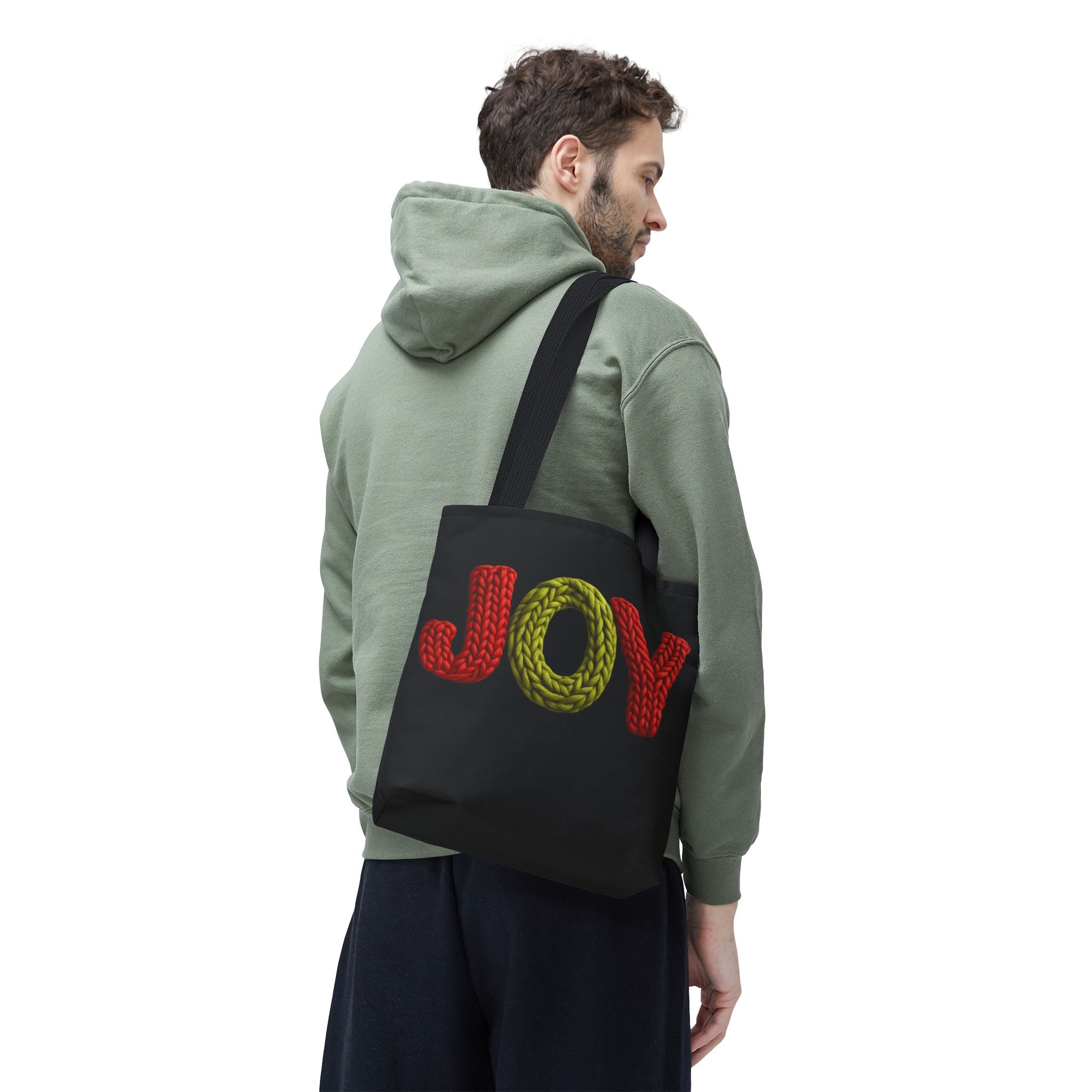 Christmas Tote Bag  Festive Holiday DesigJoy Knit Tote Bag  Colorful 'JOY' Yarn Design, Cozy Holiday Gift Tote