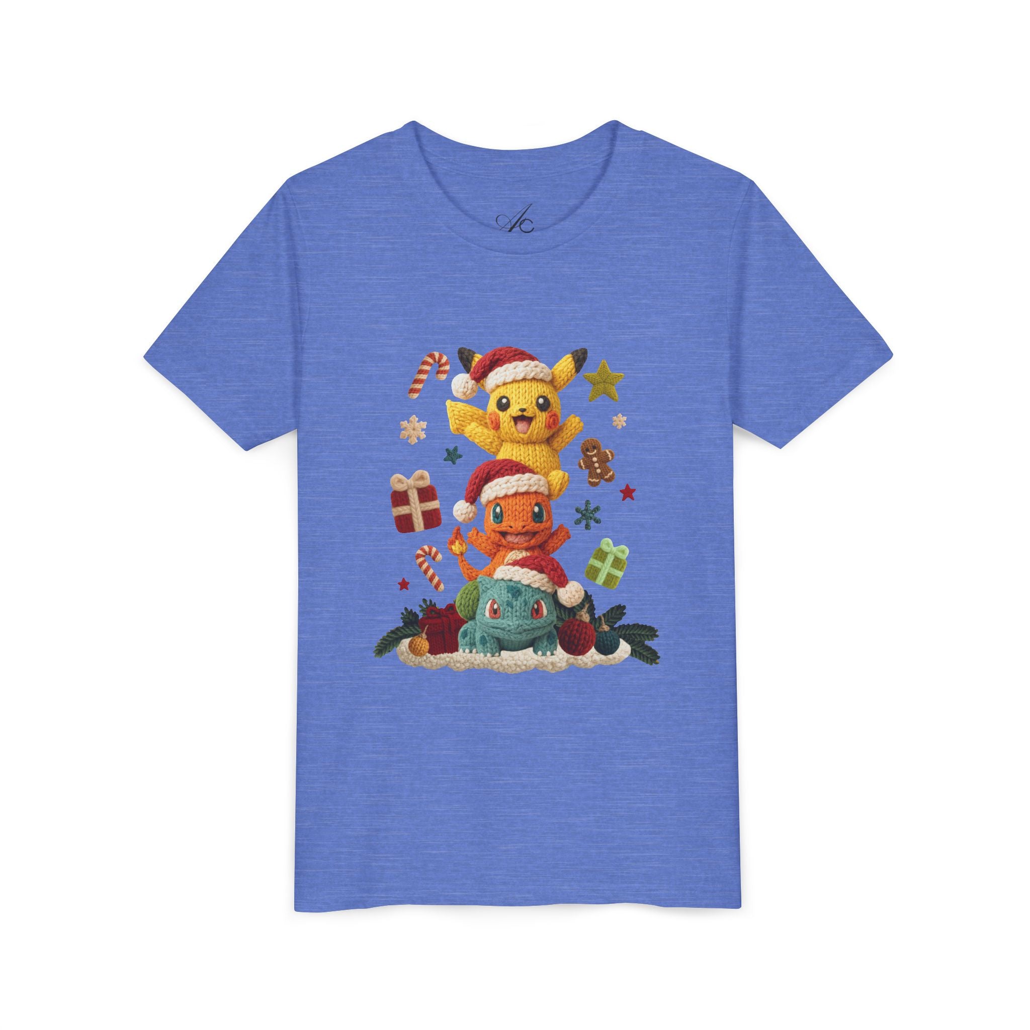 Kids Holiday Tee  Cute Stacked cartoon Characters Christmas Design