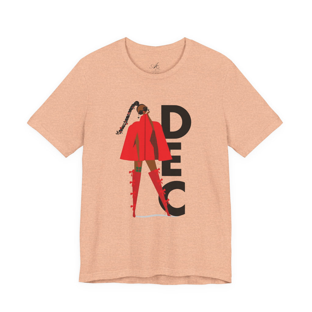December Fashion Tee  Red Coat Model Graphic Shirt