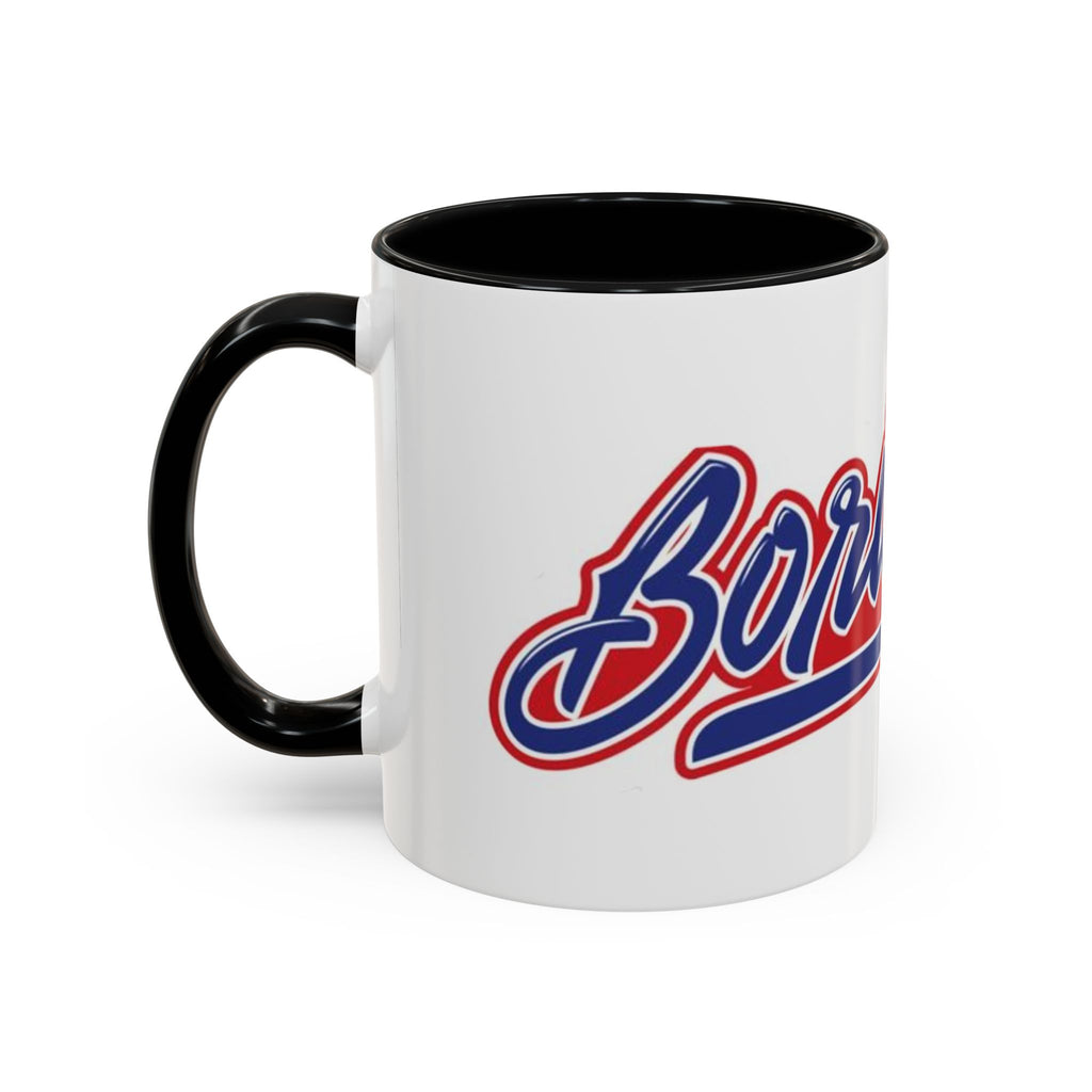 Puerto Rico Script Accent Coffee Mug — Retro Red & Blue 'Boricua' Design (11/15oz)