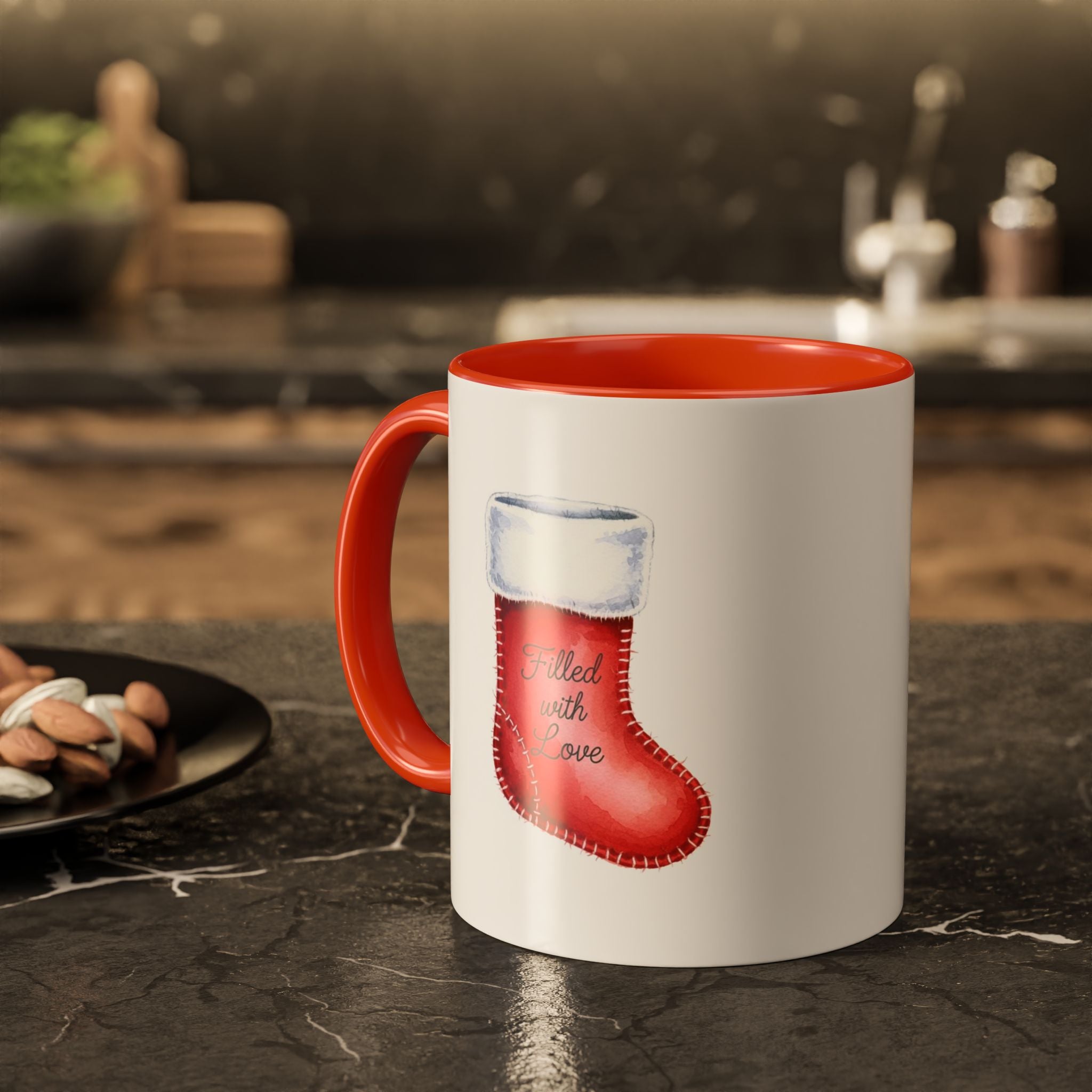 Holiday Mugs Christmas Gift Ideas Hot Cocoa & Coffee Cup Designs Filled with Love - Colorful 11oz & 15oz