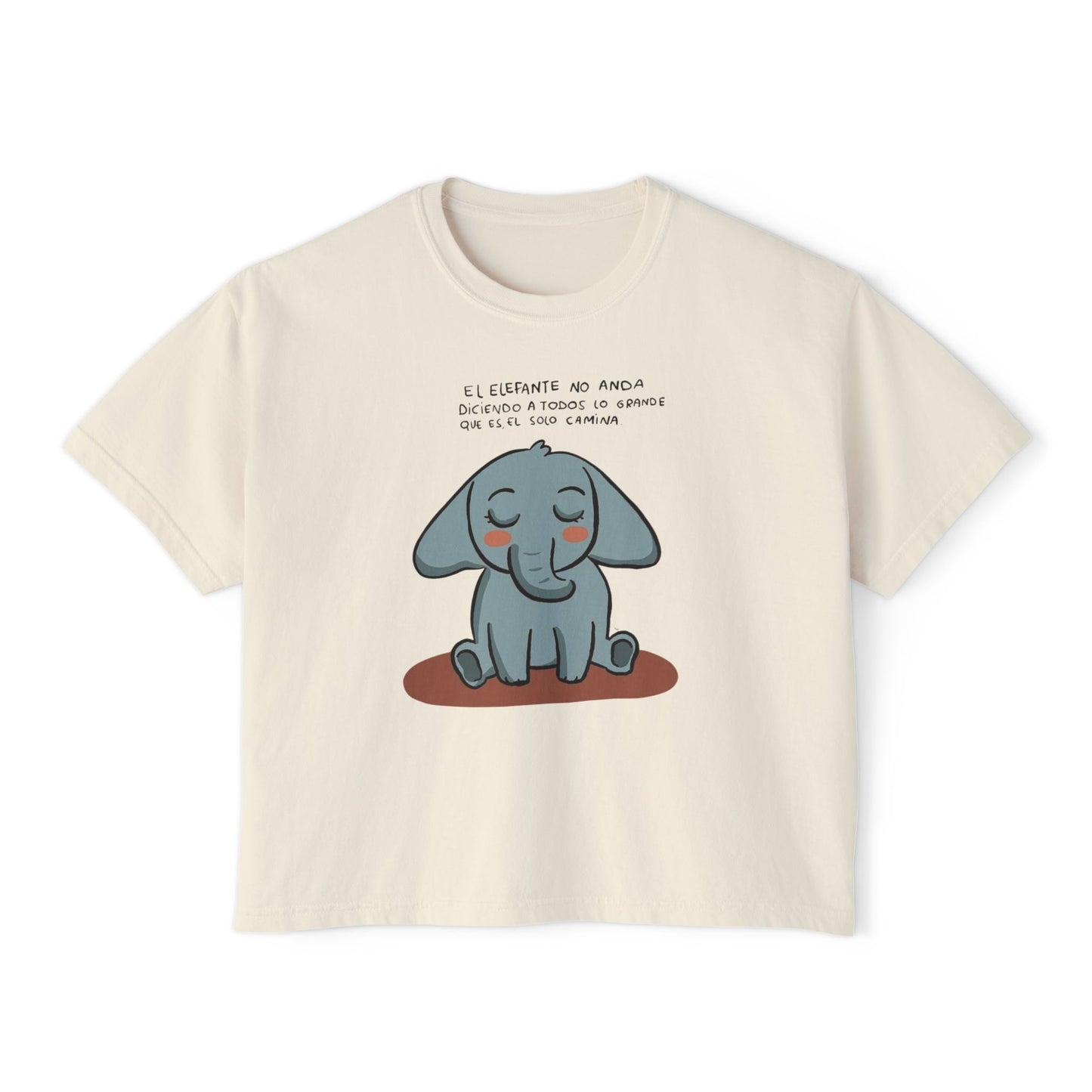 🌸 🧘‍♀️ Viste tu paz – Que tu energía hable primero Cute Elephant Women's Boxy Tee, Relaxed Fit Shirt, Gift for Animal Lovers, Casual Wear,