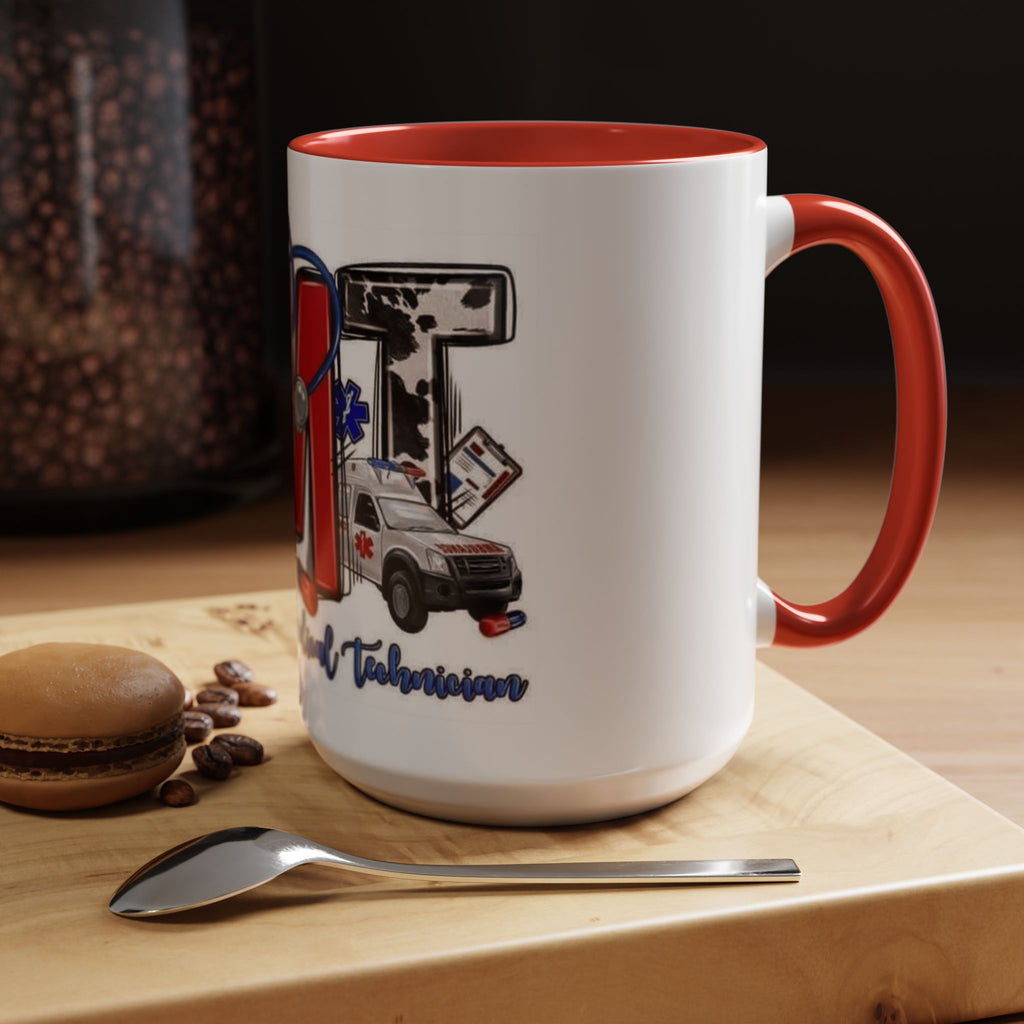 EMT Coffee Mug — Emergency Medical Technician Ambulance Stethoscope Design (11/15oz) Medical Christmas Mug