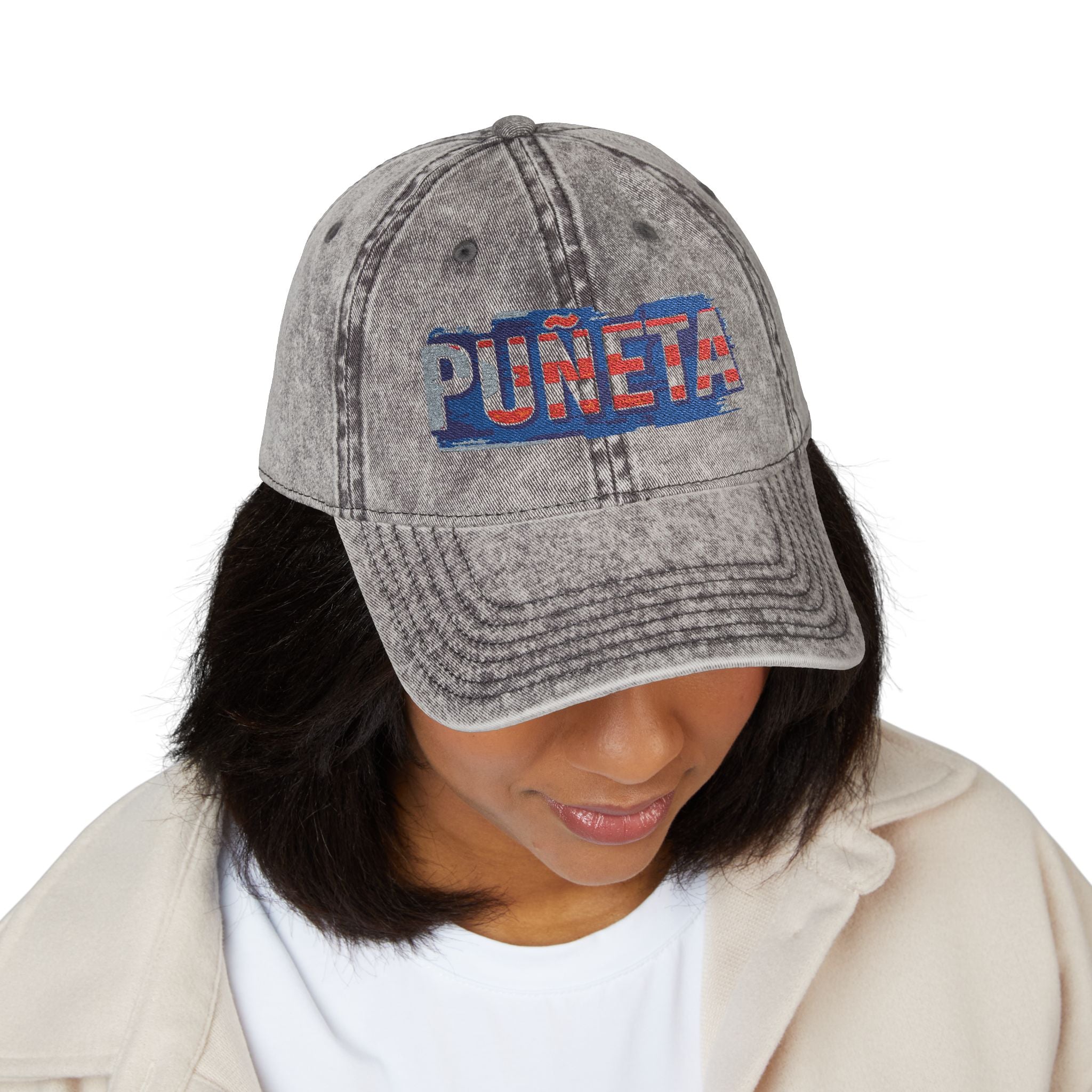 Puerto Rico Pride Knit Hat Vintage Embroidered Cap Puneta Red Hat for Casual Style