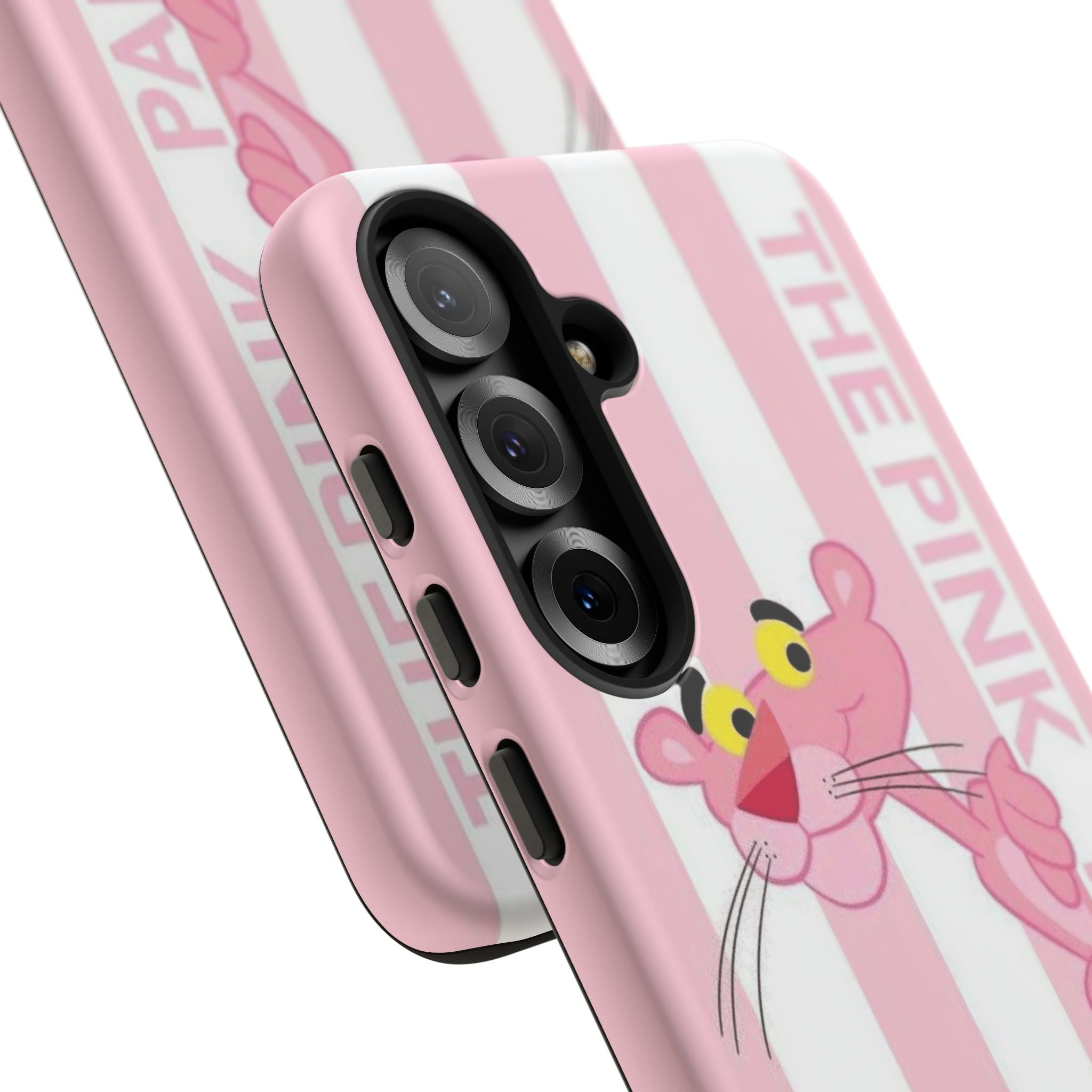 Pink Panther Tough Case Retro Striped Phone Case with "The Pink Panther" Design