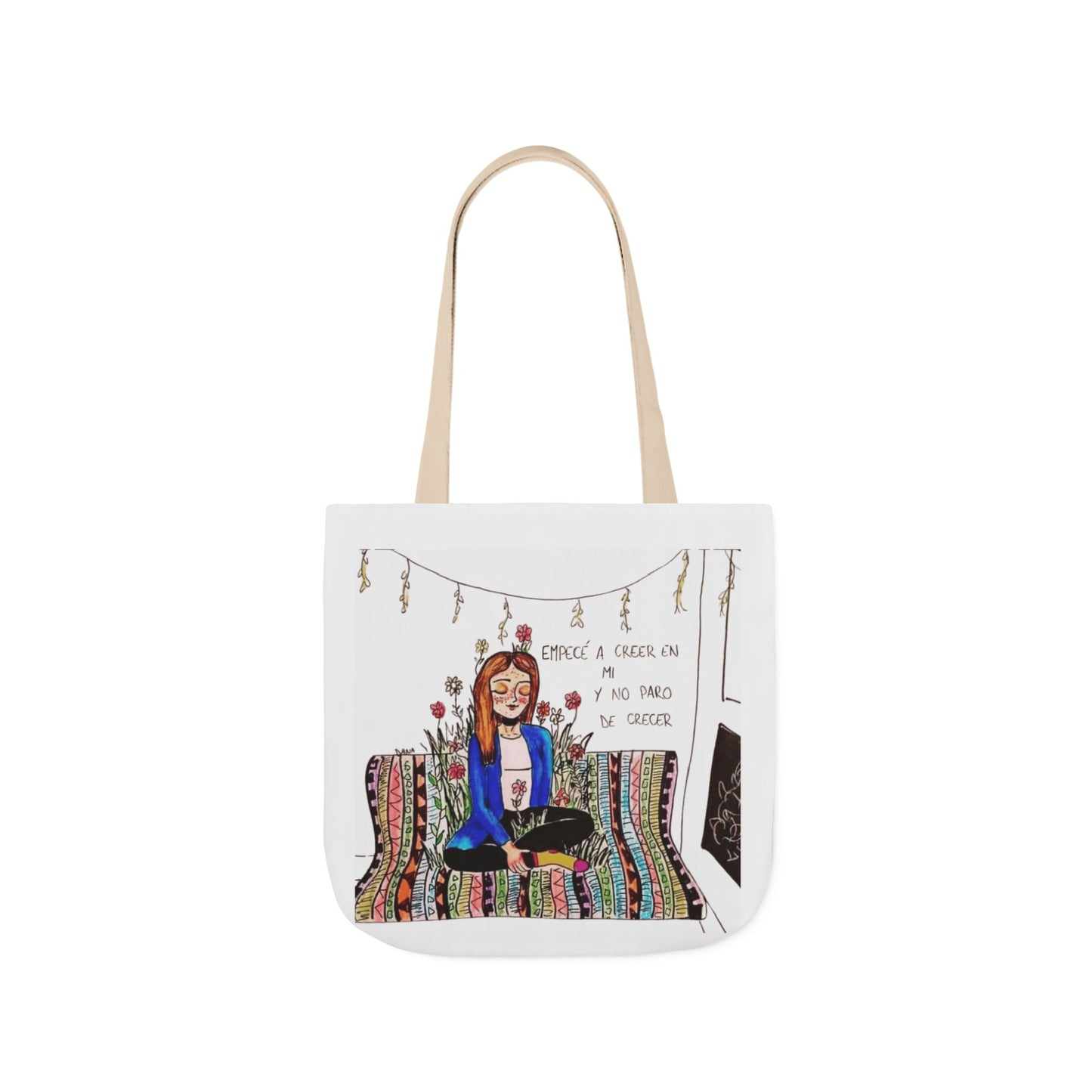 Lleva inspiración contigo a donde vayas Bohemian Style Canvas Tote Bag, Inspirational Art, Ideal for Gifts, Eco-Friendly Shopping, Beach Days, Travel Adventures