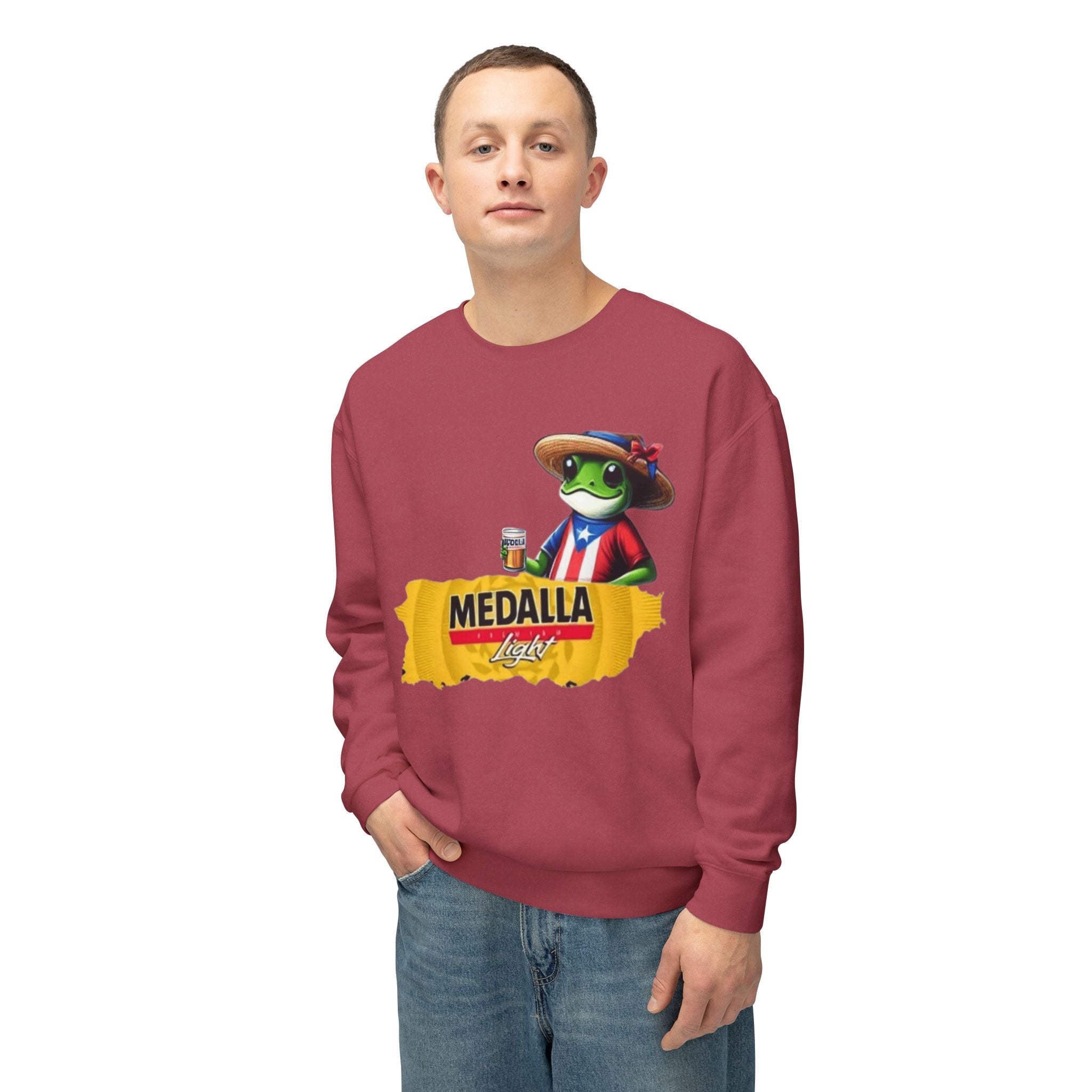 Medalla Light Puerto Rico Sweatshirt Coqui Boricua flag  Beer Pack Graphic Puerto Rico Navidades