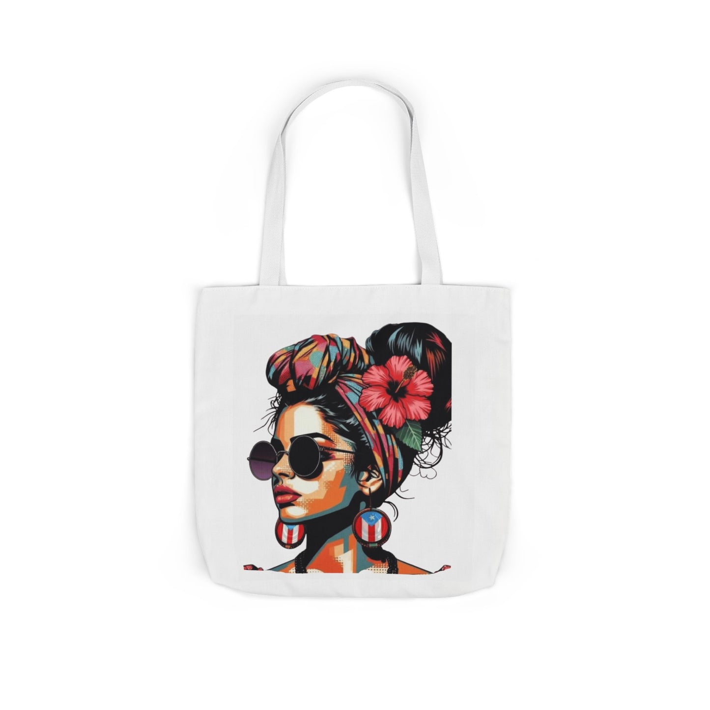 Carry Your Culture – Puerto Rican Pride in Every Step Chic Canvas Tote Bag - Stylish Floral Portrait, Trendy Beach Carryall, Mother's Day Gift, Everyday Shopper, Art Lovers Essential