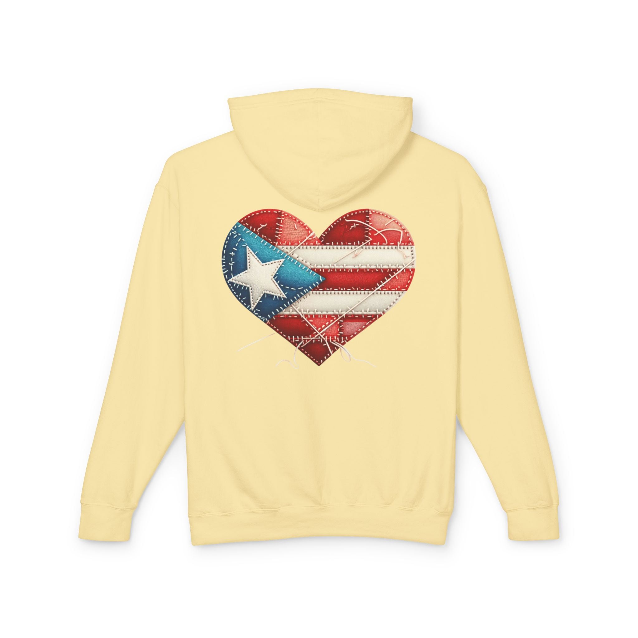Jíbara Hoodie — Puerto Rican Heart Flag Lightweight Hooded Sweatshirt