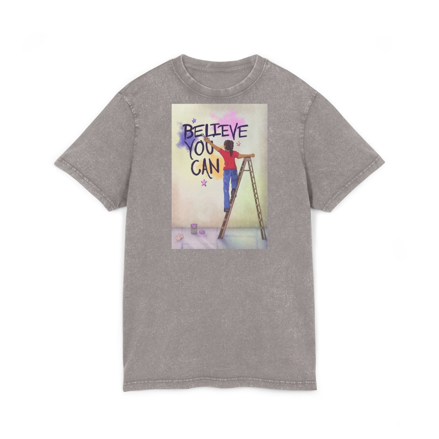 🧘‍♀️ Wear Your Peace. Believe You Can Acid Washed Tee - Motivational Shirt, Vintage Style T-Shirt, Casual Wear, Gift for Friends, Inspirational Apparel