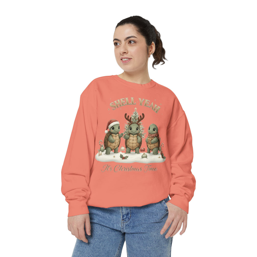 Christmas Turtle Sweatshirt  "Shell Yeah, It’s Christmas Time" Holiday Pullover