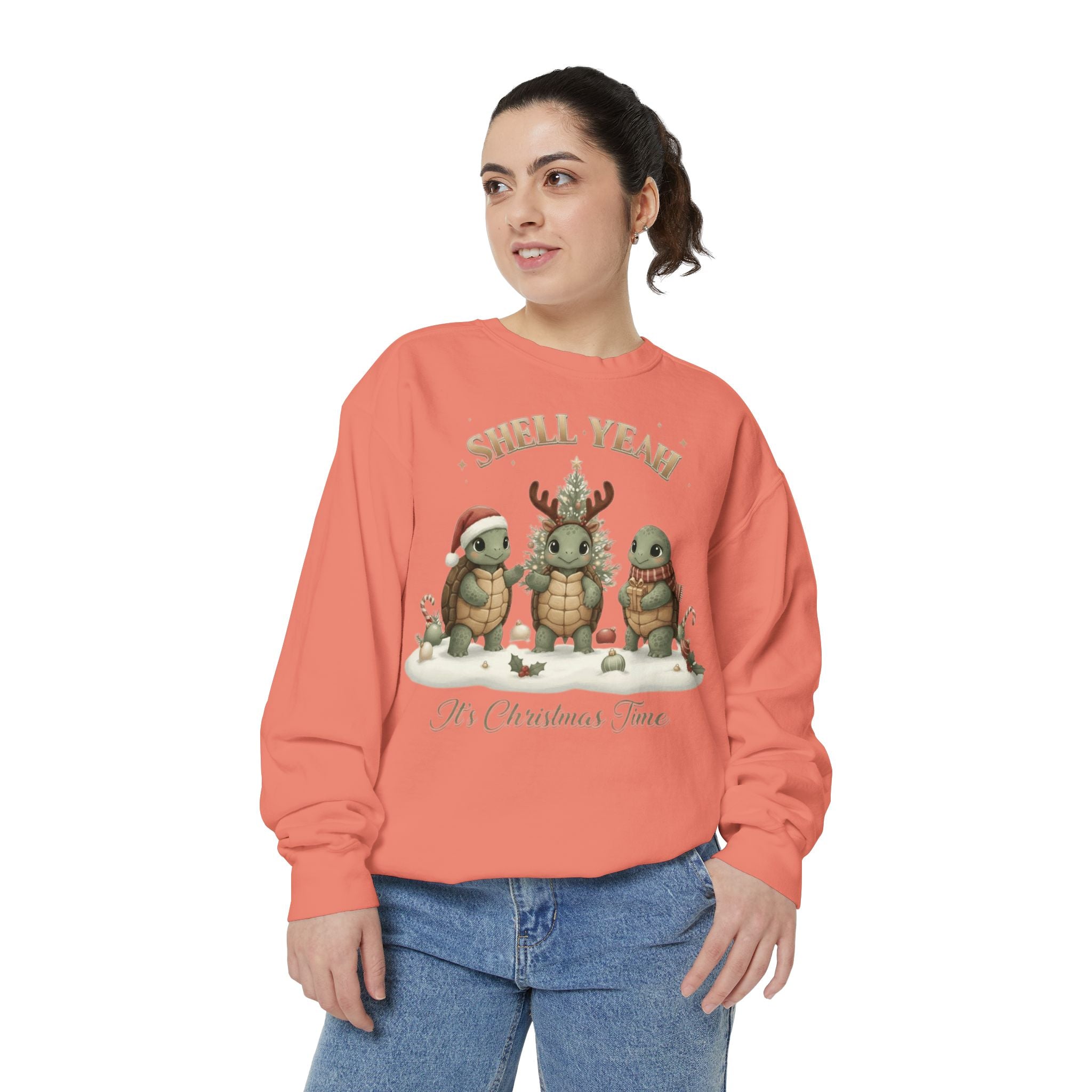 Christmas Turtle Sweatshirt  "Shell Yeah, It’s Christmas Time" Holiday Pullover