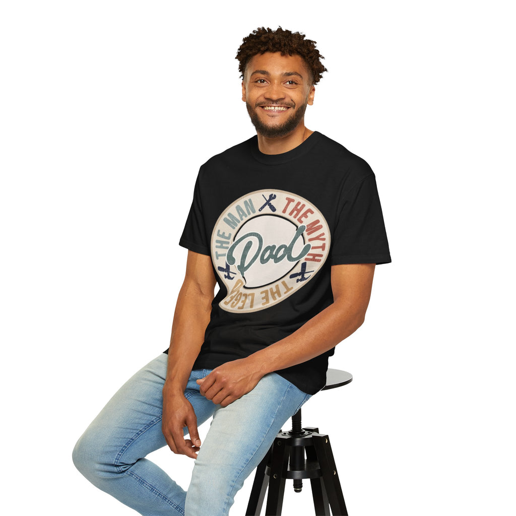 Dad Retro Badge T-Shirt — “Dad: The Man, The Myth, The Legend” Father’s Day Tee