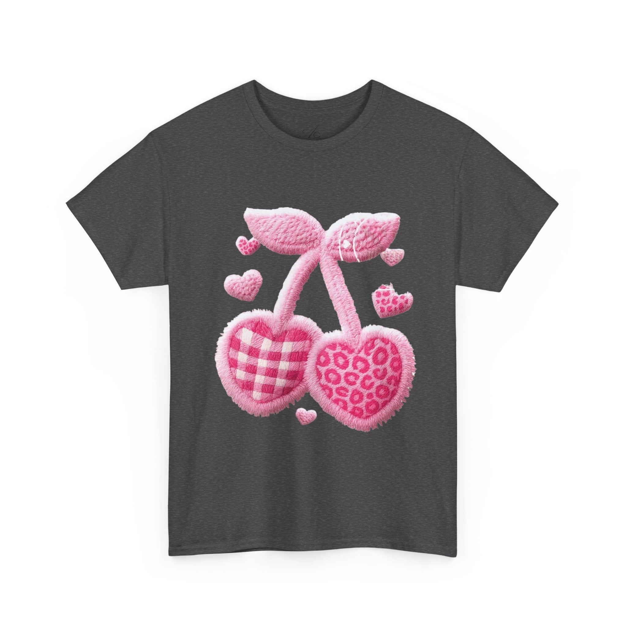 Pink Heart Cherries Tee  LOVE Graphic Valentine T-Shirt