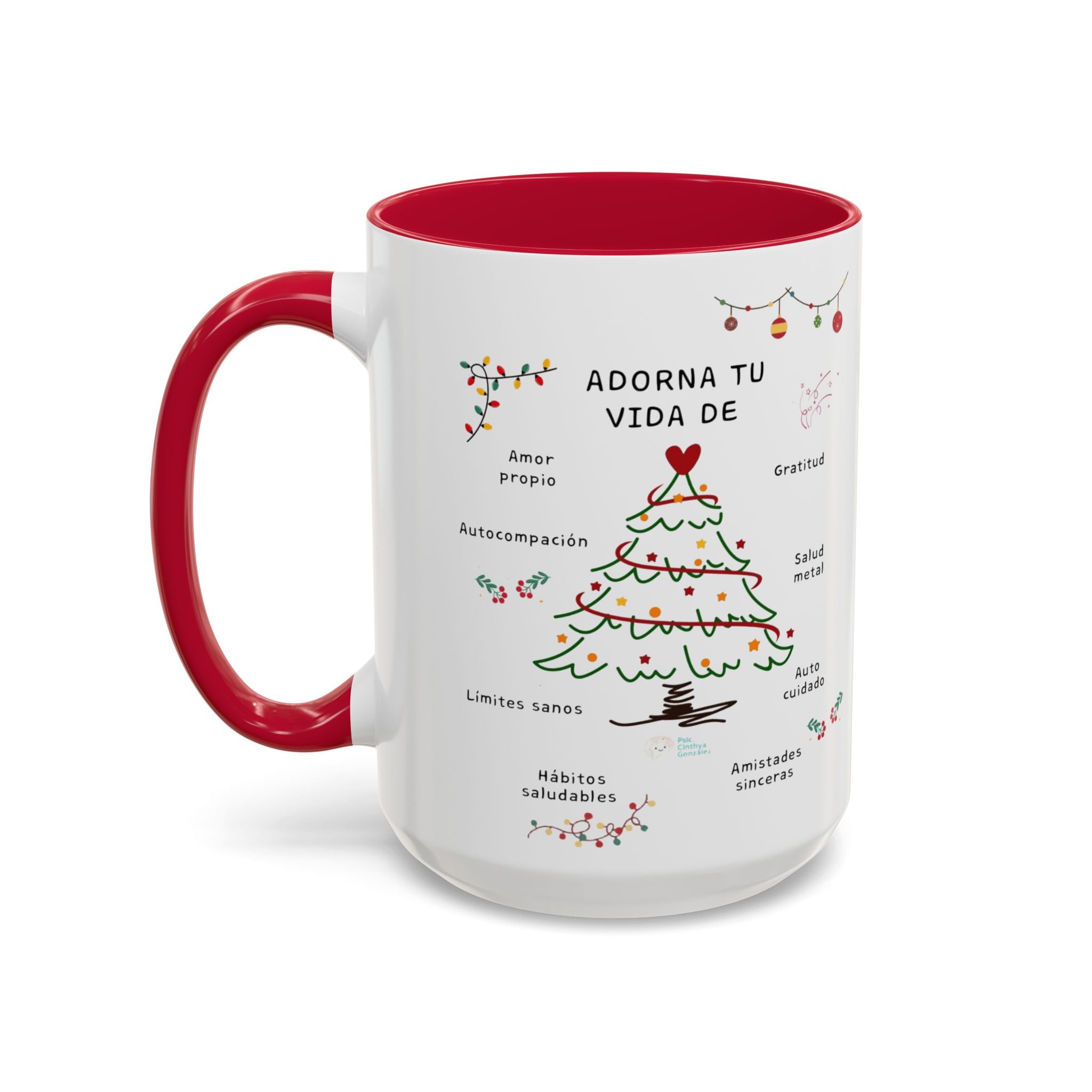 Mug — 'Adorna Tu Vida' Christmas Tree Spanish Holiday Coffee Mug (11oz/15oz)