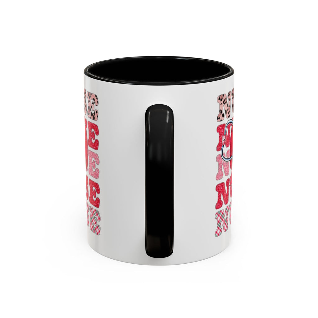 Nurse Stethoscope Bow Accent Coffee Mug — Cute Leopard & Plaid Healthcare Gift (11/15oz) Medical Christmas Mug