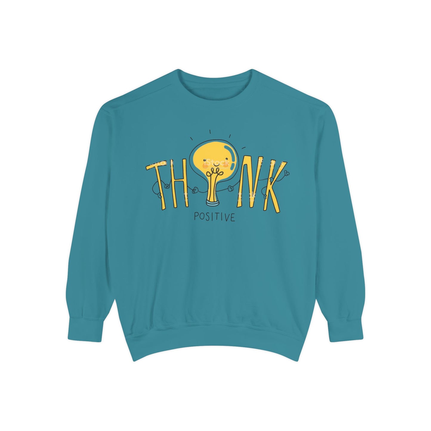 Think Positive Sweatshirt  Cute Lightbulb Graphic Positive Vibes Crewneck