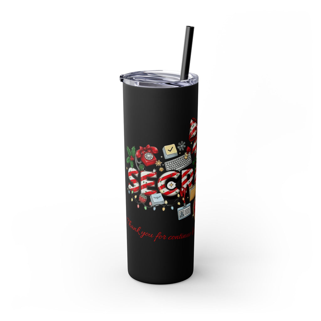 Christmas mug for the office team who keeps everything running smoothly. Candy Cane Christmas Office Secret Santa Design, 20oz with Straw