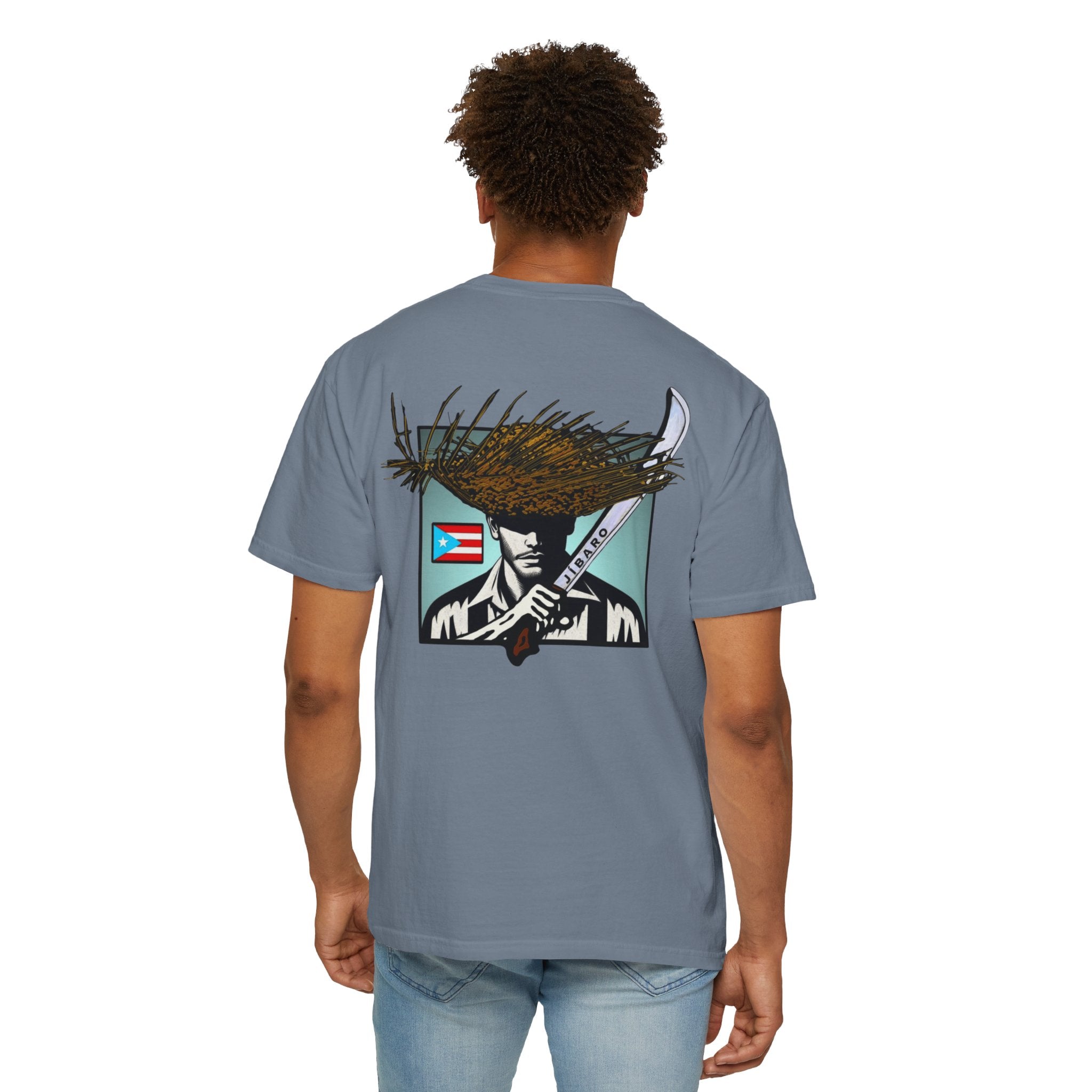 T-Shirt  "Jíbaro" Puerto Rican Heritage Tee (Back Machete  Sombrero de Paja Design) Puerto Rico’s Navidades