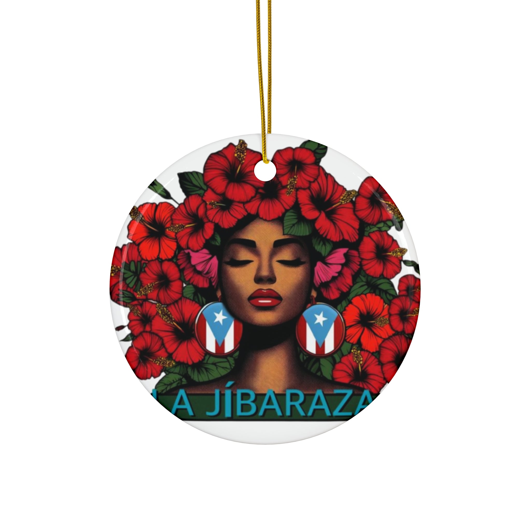 Christmas ornament Puerto Rico Caribbean holiday ornament Vibrant Ceramic Ornament - A Jíbaraza Design