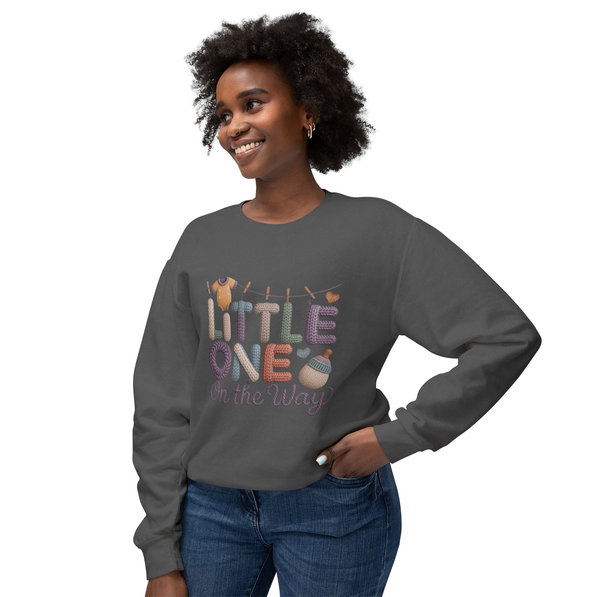 Little One On The Way Sweatshirt  Cute Baby Shower Announcement Crewneck