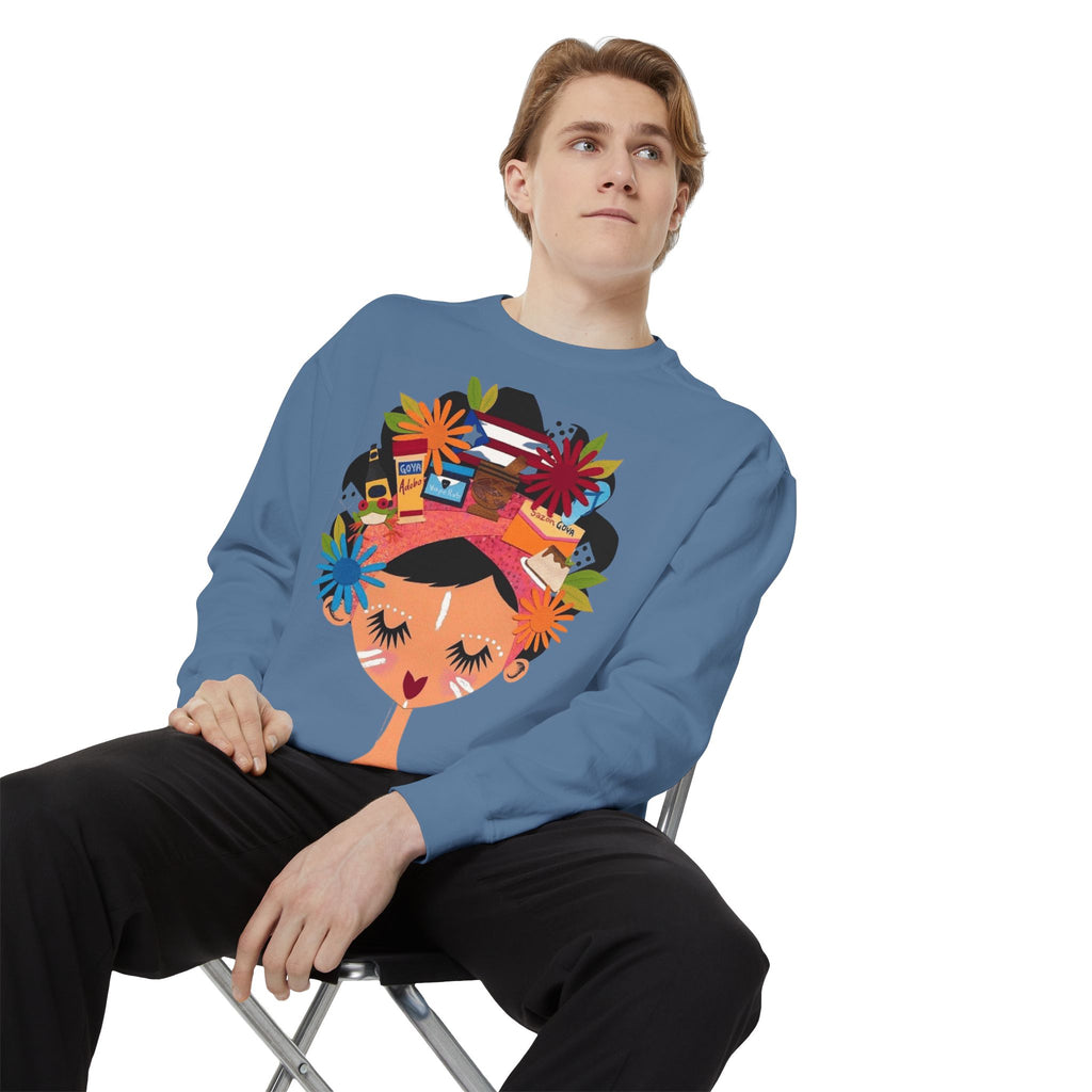Floral Fiesta Sweatshirt — Colorful Tropical Woman Graphic Puerto Rico Navidades