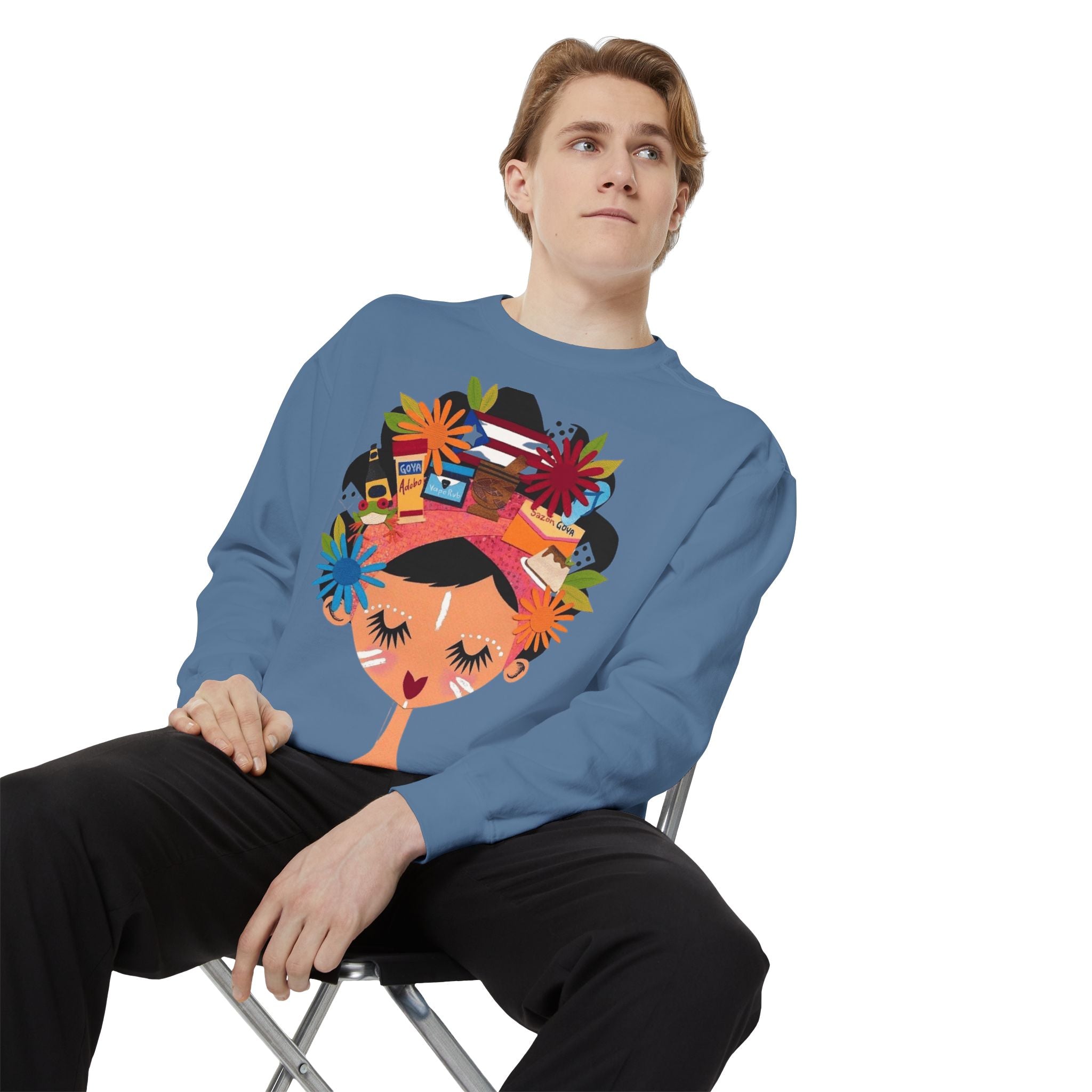 Floral Fiesta Sweatshirt — Colorful Tropical Woman Graphic Puerto Rico Navidades