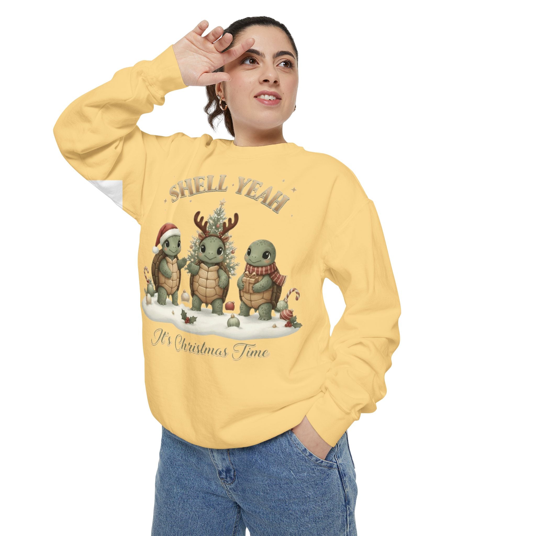 Christmas Turtle Sweatshirt  "Shell Yeah, It’s Christmas Time" Holiday Pullover
