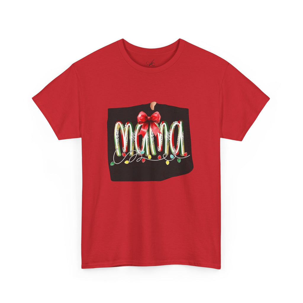 Festive Mama Tee, Cozy Holiday Shirt, Gift for Mom, Christmas T-Shirt, Unisex Cotton Tee