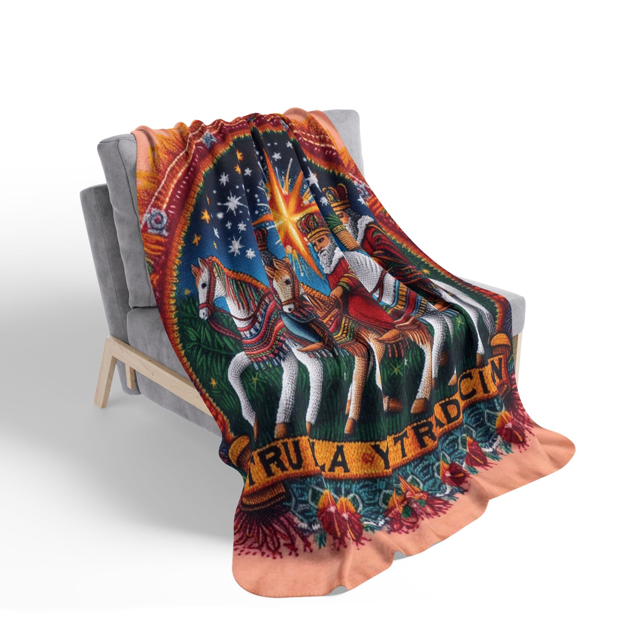 Fleece Sherpa Blanket  'Trulla y Tradición' Three Kings Nativity Throw