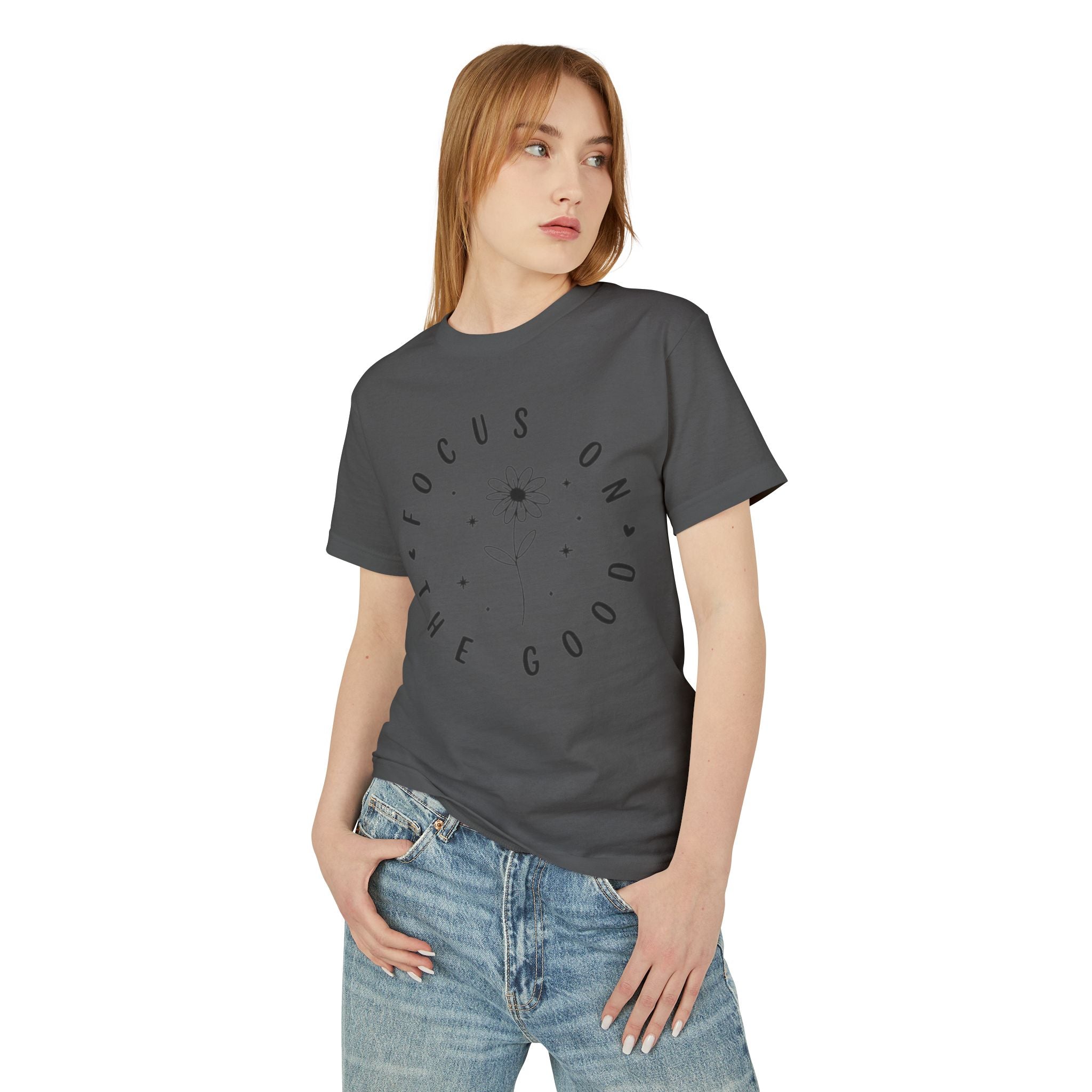 Focus on the Good Tee Positive Message Floral Graphic TShirt
