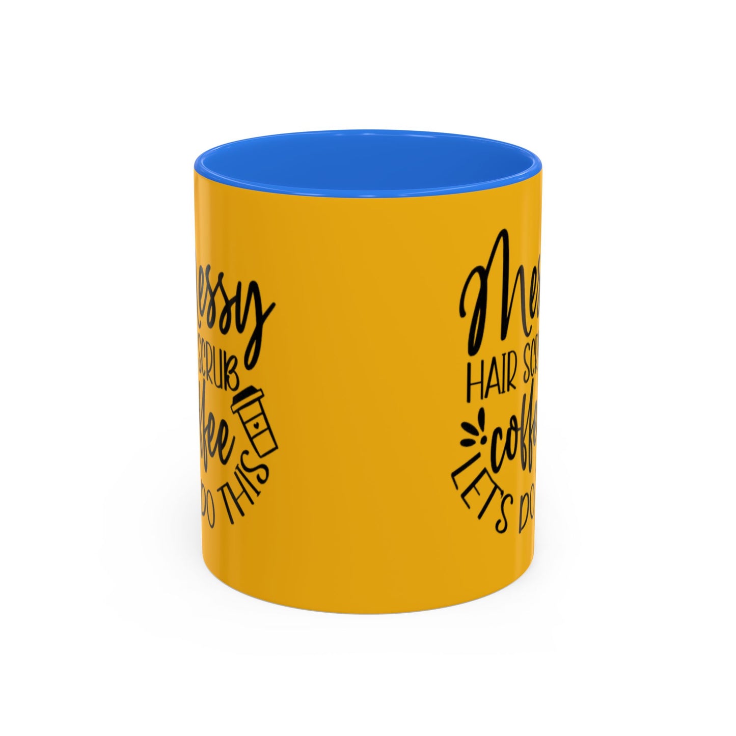 Holiday Coffee Cups with Festive Quotes & Designs Messy Hair Coffee Mug - Fun Yellow Ceramic Cup for Coffee Lovers