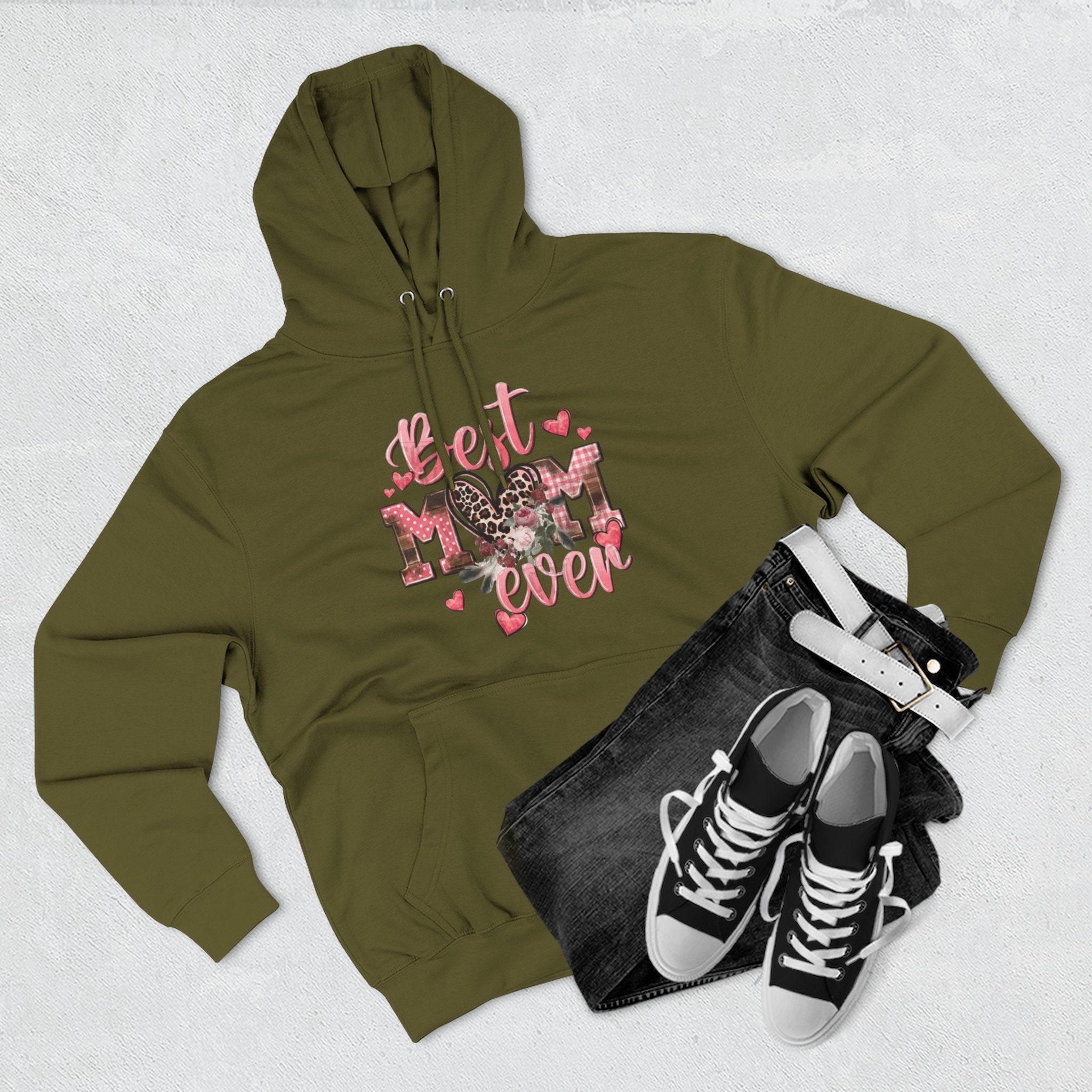 Best Mom Ever Hoodie  Leopard Heart Mother's Day Pullover