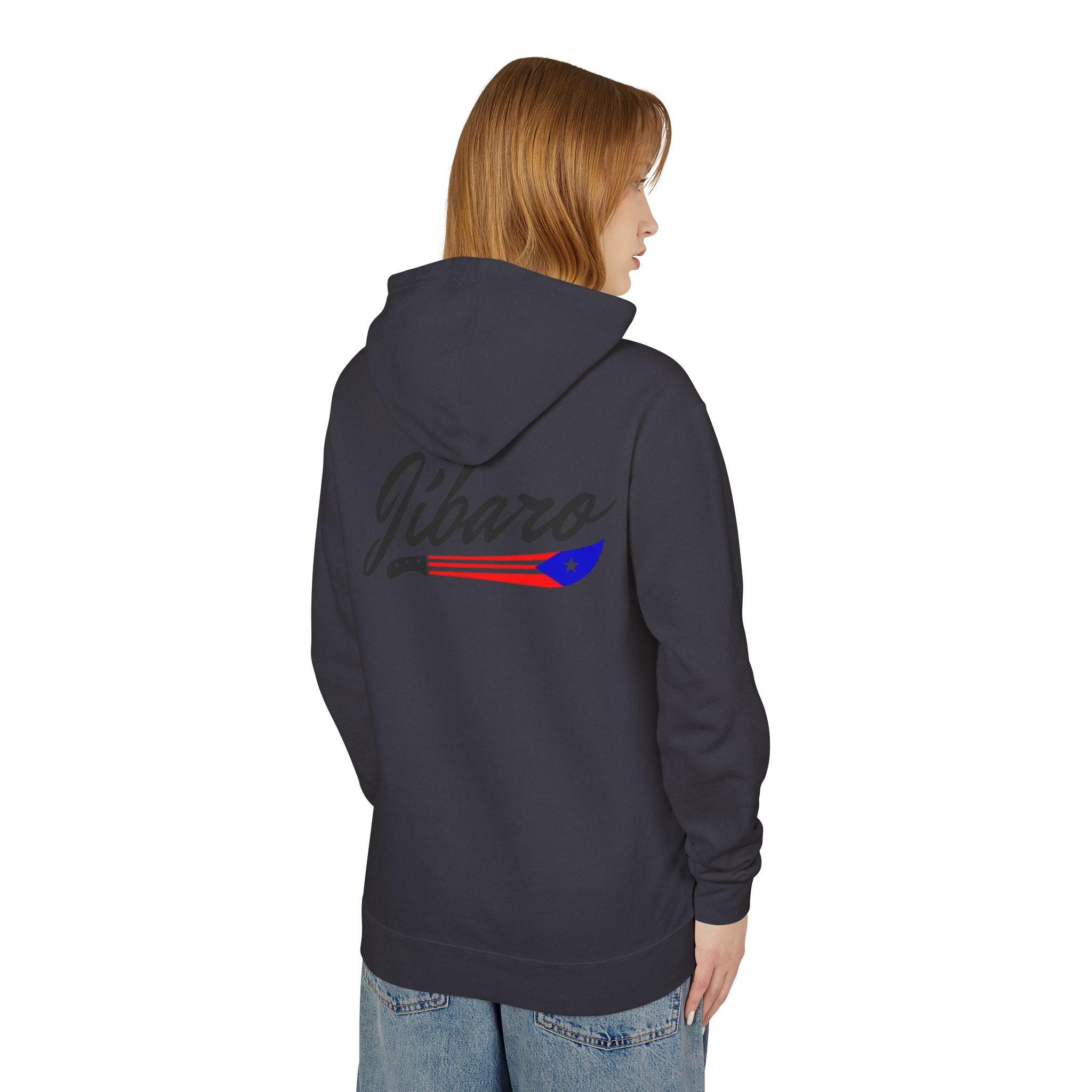 Puerto Rico Heart Flag Hoodie  "Jíbaro" Back Graphic
