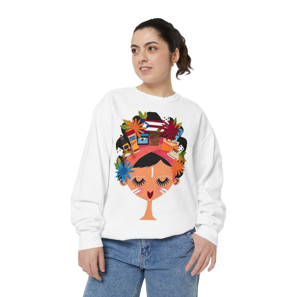 Floral Fiesta Sweatshirt — Colorful Tropical Woman Graphic Puerto Rico Navidades