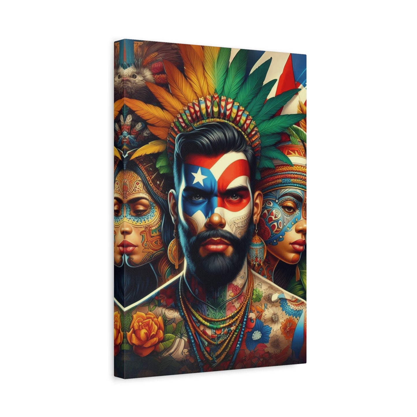 La Isla del Encanto Taíno Symbol Design Vibrant Cultural Art Canvas Print, Wall Decor, Home Decoration, Unique Artwork, Bohemian Style, Gift for Art Lovers