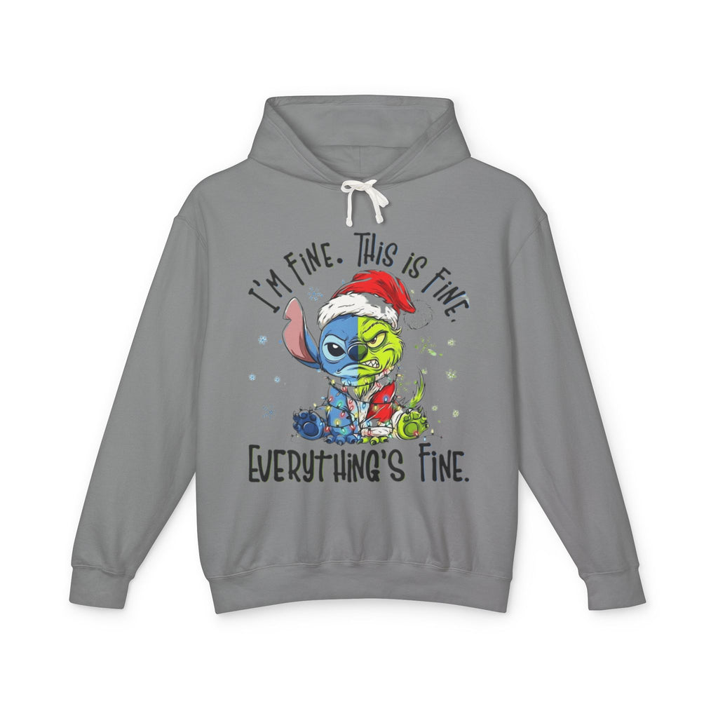 I'm Fine This Is Fine Hoodie  Funny Christmas Stitch Pullover Cartoon Christmas T-shirts and Sweaters